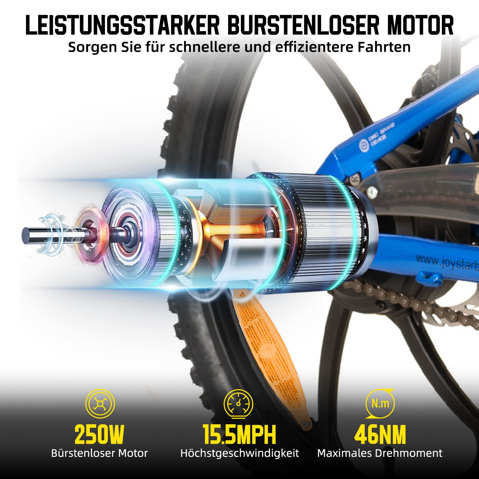 HILAND E-Bike E-Mountainbike 20 Zoll 24V 250W, Einheitsreifen & entnehmbarer Akku, Heckmotor, 124,8 Wh