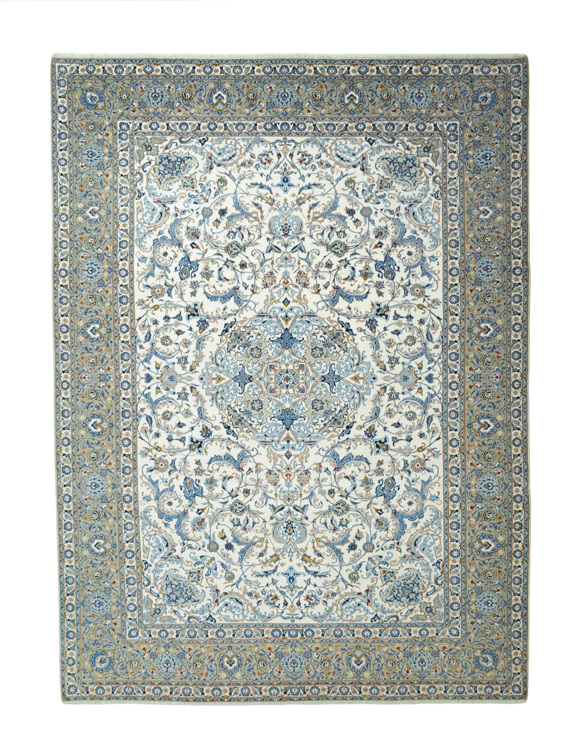 CABBEL Orientteppich 435x322 cm Perser Kashan Beige Schurwolle Handgeknüpft Klassisch, rechteckig, Höhe: 8 mm, 100% Schurwolle – weich, pflegeleicht, solide Knüpfdichte