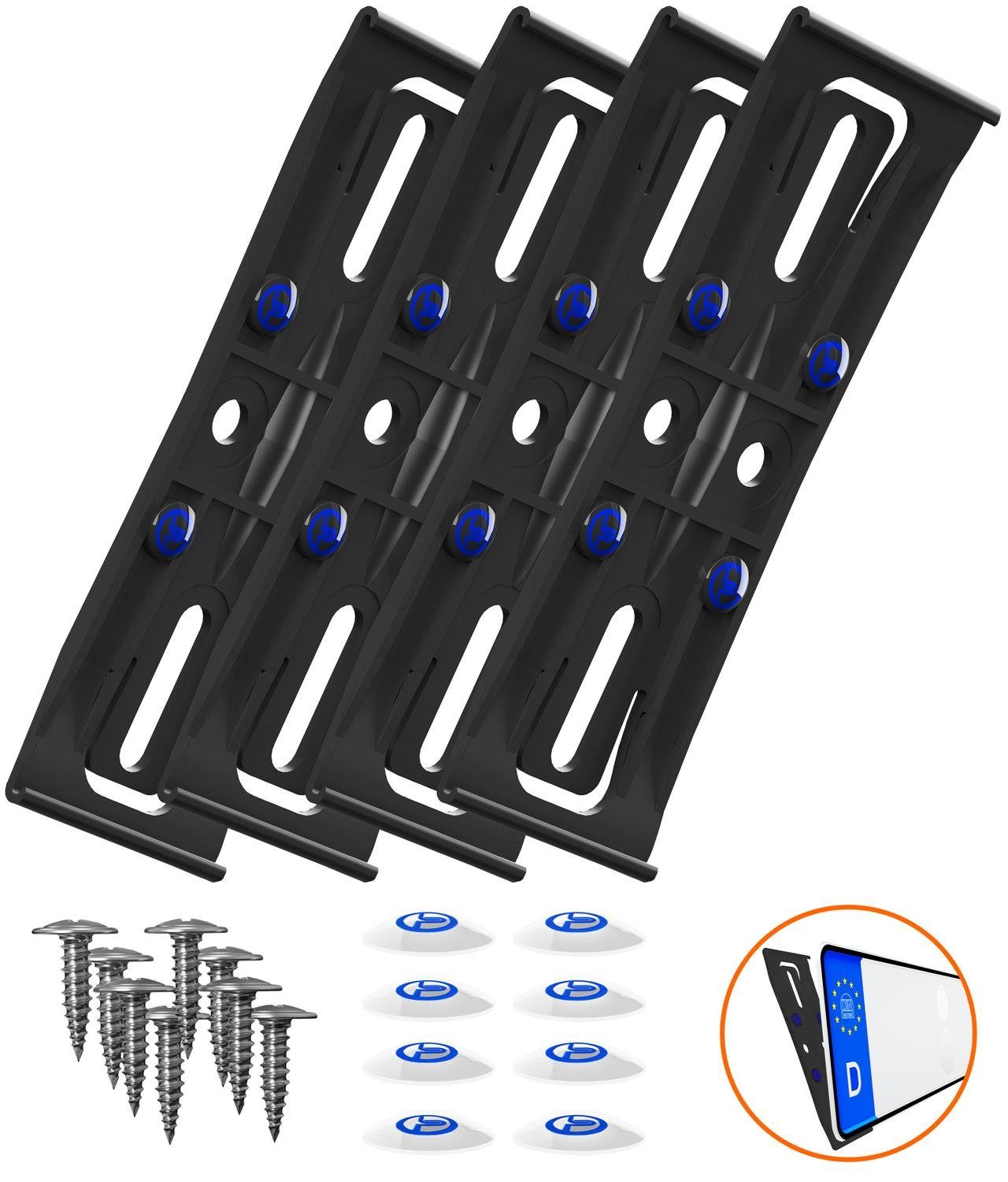L & P Car Design Kennzeichenhalter für Auto rahmenlos ultra flach unsichtbar, (2 Stück)
