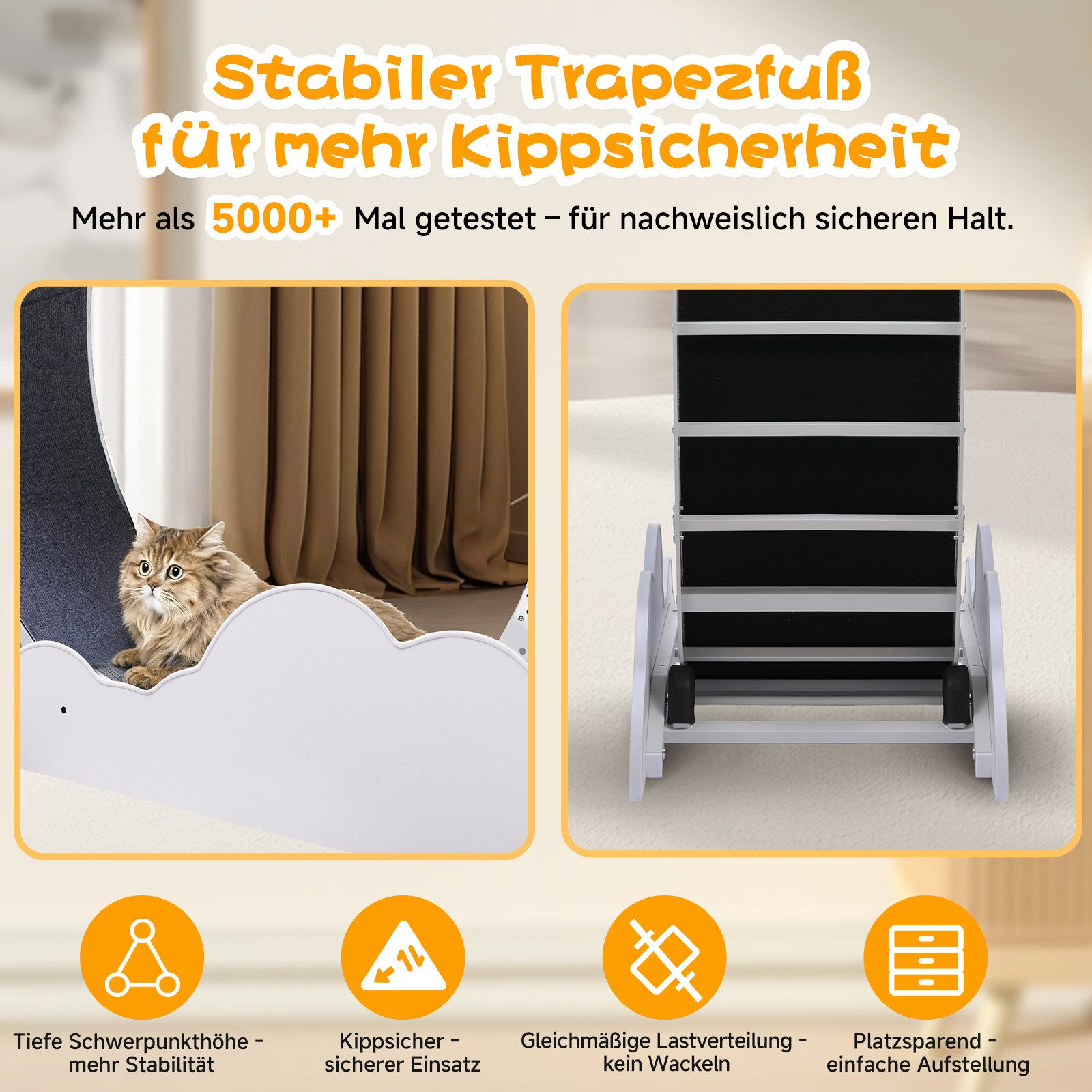 COMHOMA Tier-Intelligenzspielzeug Katzenlaufrad, laufrad Katze, Extra großer 100 cm, ultraleises Laufrad, mit Abnehmbarer Teppich und Spielzeug, Aufkleber, Verriegelung