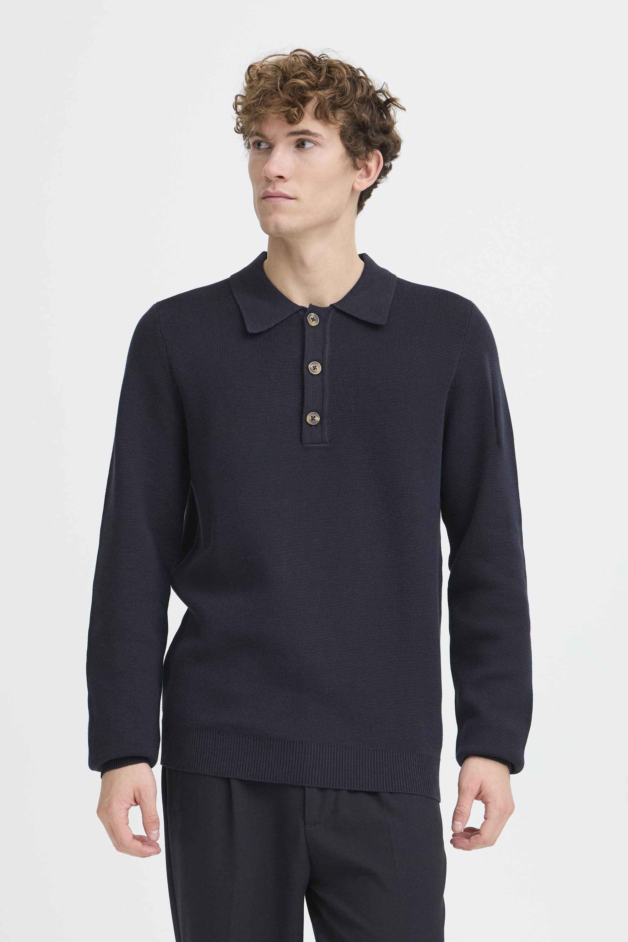 Casual Friday Strickpullover CFAbel Modischer Feinstrickpullover mit Polo-Kragen