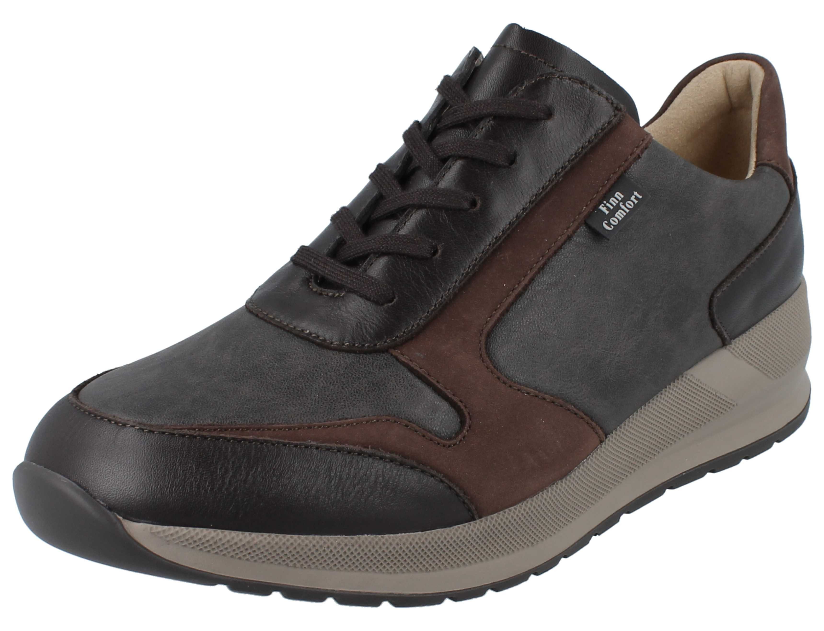 Finn Comfort FINN COMFORT Stretch Mori Damen Halbschuhe grau braun Nubukleder Schnürschuh Wechselfußbett