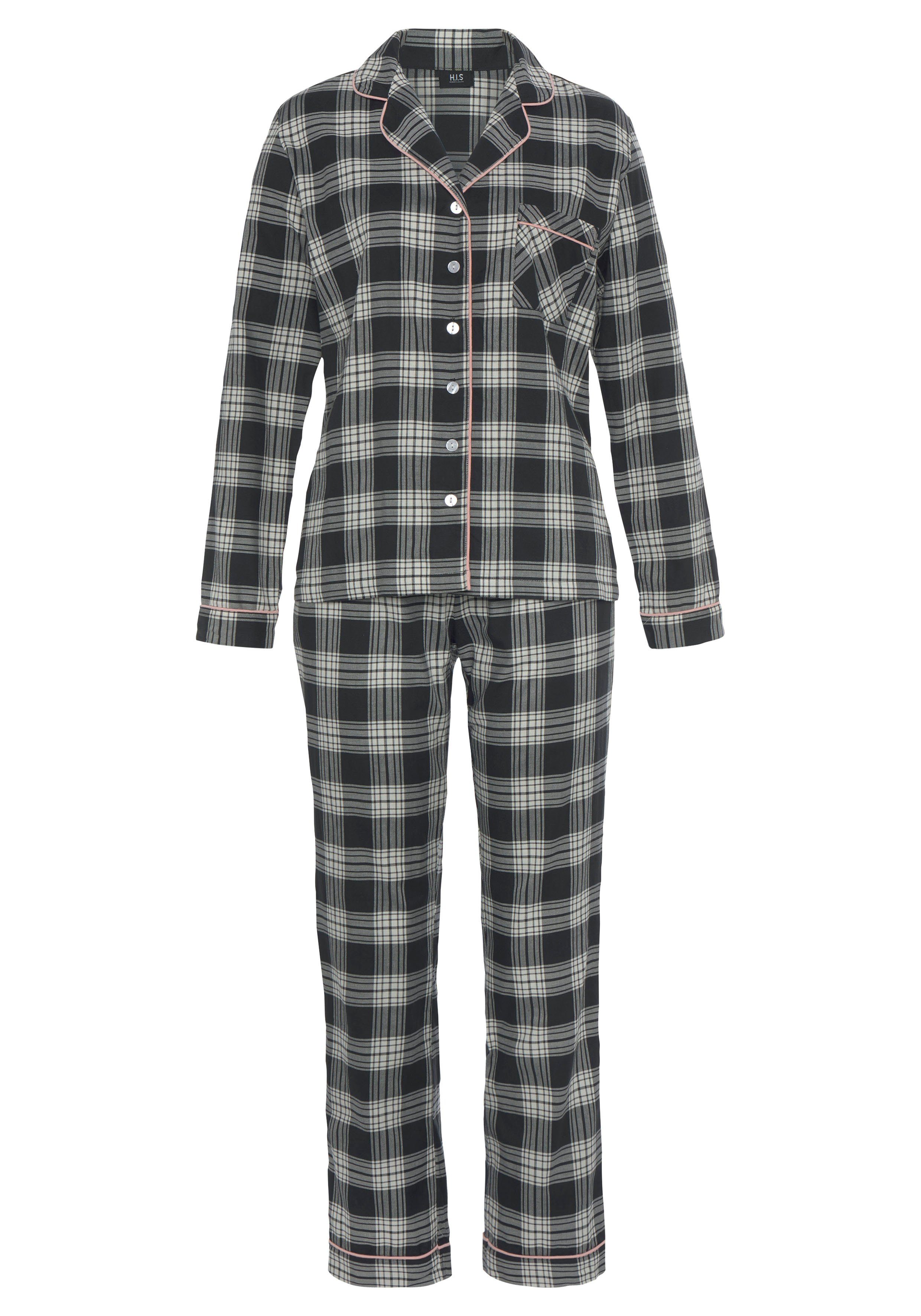 H.I.S Pyjama (Set, 2 tlg) aus Flanell mit Allover-Karomuster günstig online kaufen