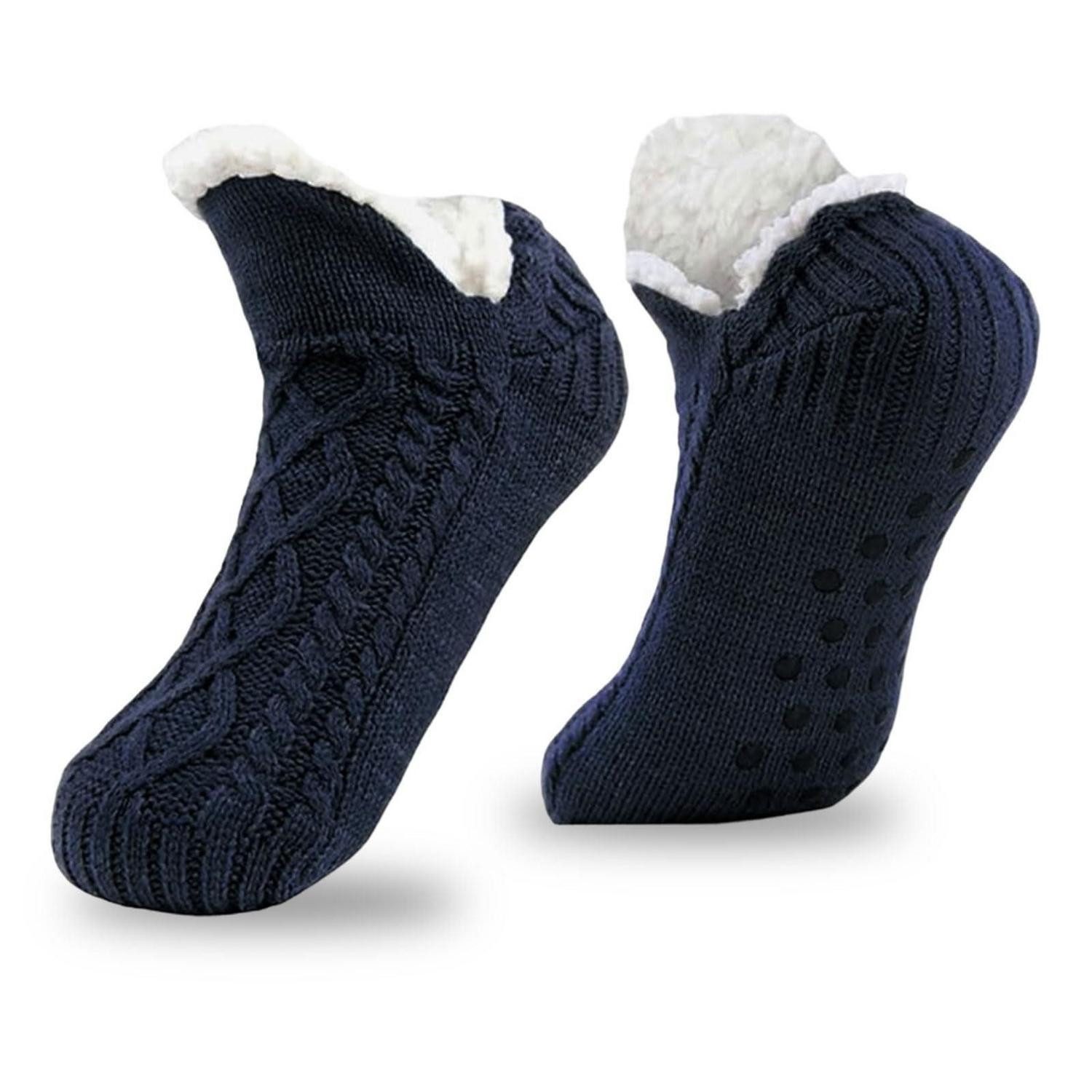 LuxusKollektion Kuschelsocken Hausschuhsocken gefüttert marineblau