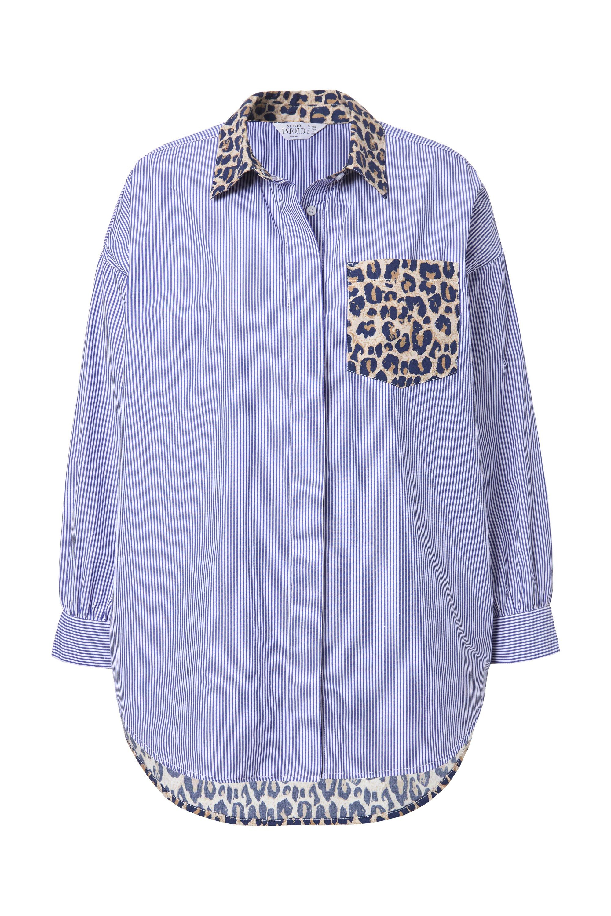 Studio Untold Hemdbluse Hemd Oversize Shape mit Streifen/Leo günstig online kaufen