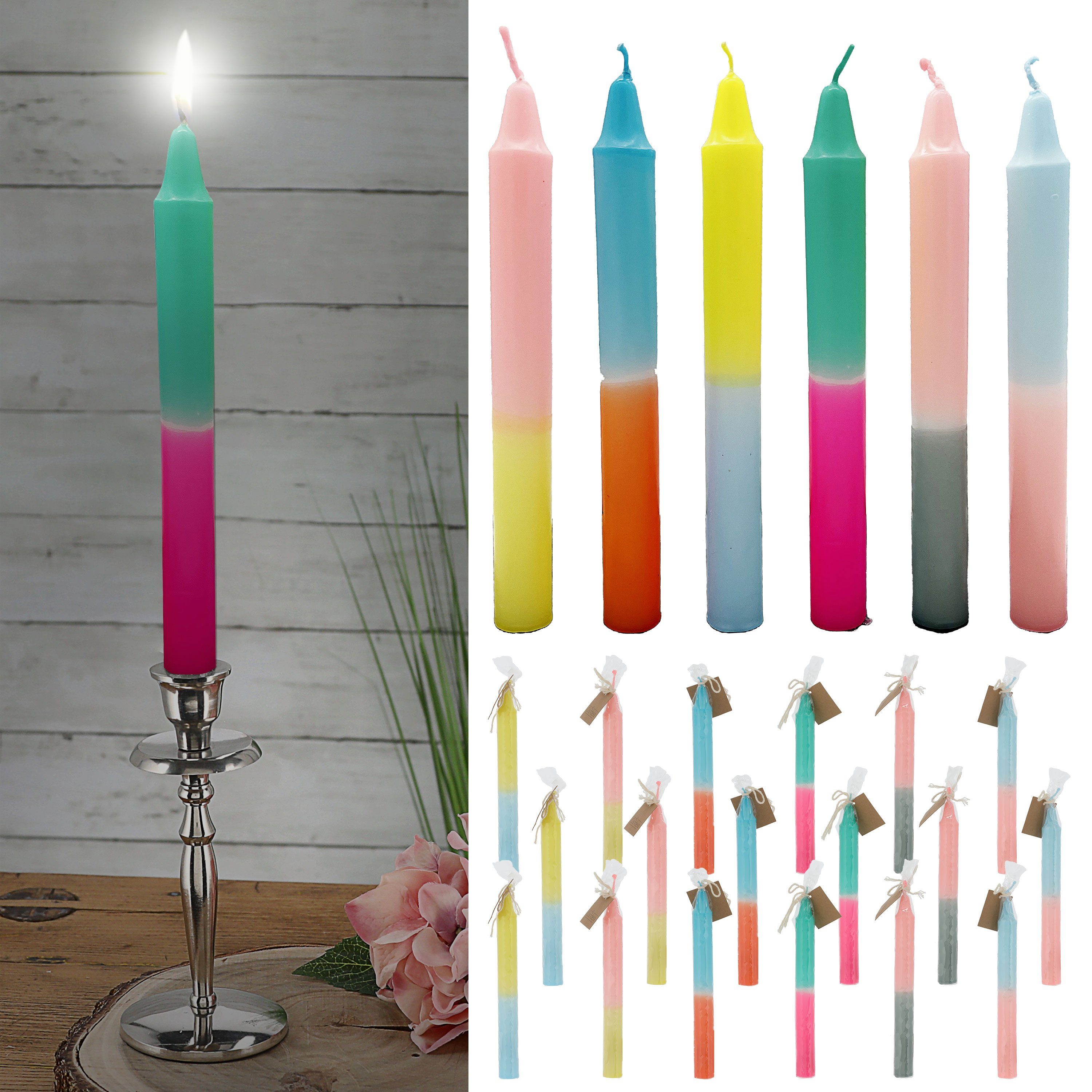 CEPEWA Tafelkerze Stabkerzen 24er Set 6 Farben 2x19cm Paraffin günstig online kaufen