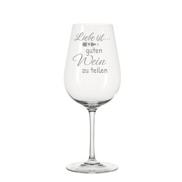 KS Laserdesign Weinglas Leonardo mit Gravur ''Liebe ist guten Wein zu teilen'' Geschenkidee, Glas, Lasergravur