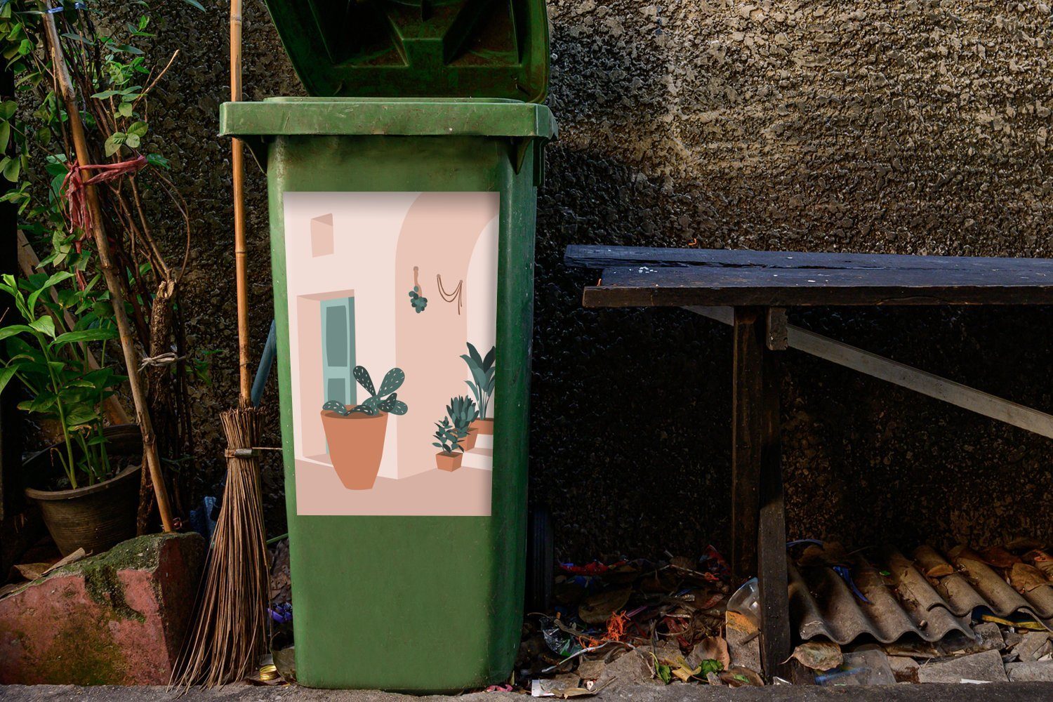 Pflanzen St), Sticker, Container, - - MuchoWow Mülltonne, Abfalbehälter Mülleimer-aufkleber, Wandsticker (1 Startseite Sommer
