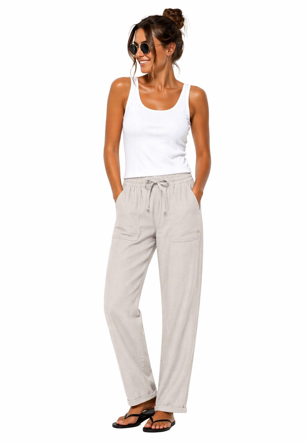 Eight2Nine Chinos Eight2nine Damen Leinen Hose Leinenhose Regular Freizeithose Sommer