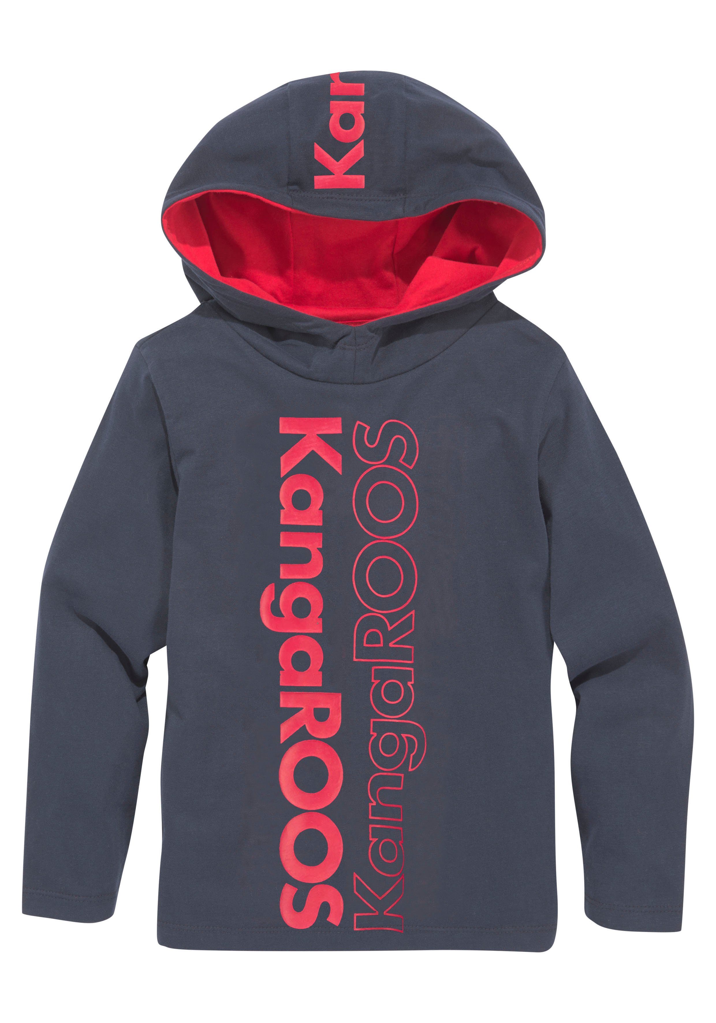 KangaROOS Kapuzenshirt Kleine Jungen Langarm, Basic-Passform, bedruckt, aus 100% Baumwolle