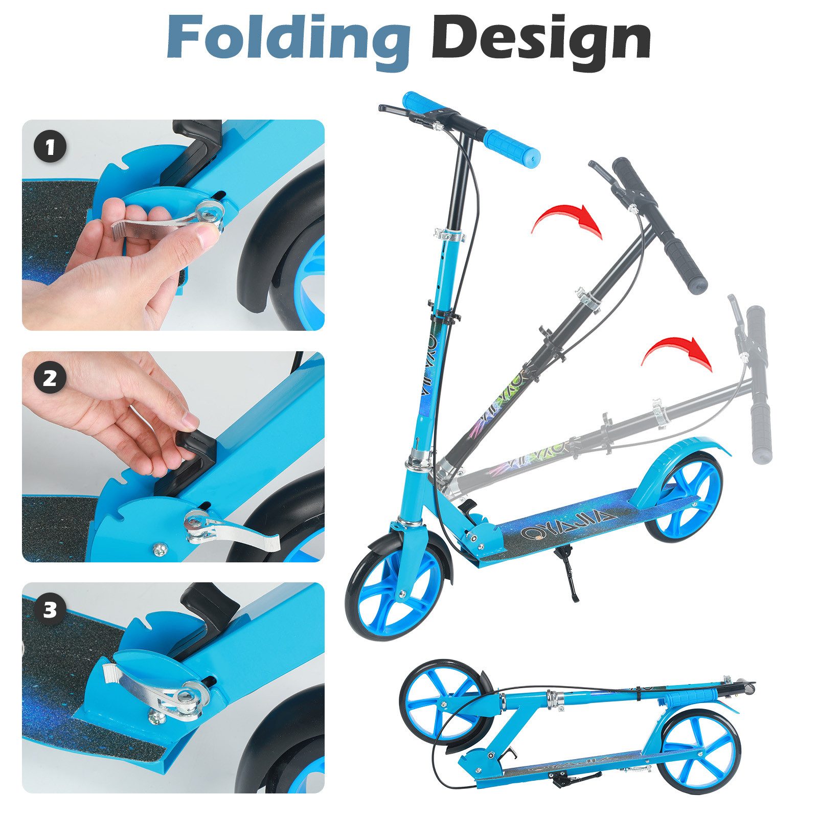 oyajia Cityroller Tretroller Kickroller Cityroller Kinderroller Erwachsene Scooter, (Faltbar Tret-Roller höhenverstellbarer Cityroller), mit Klappfunktion, Kinderscooter mit PU Räder, 100kg belastbar