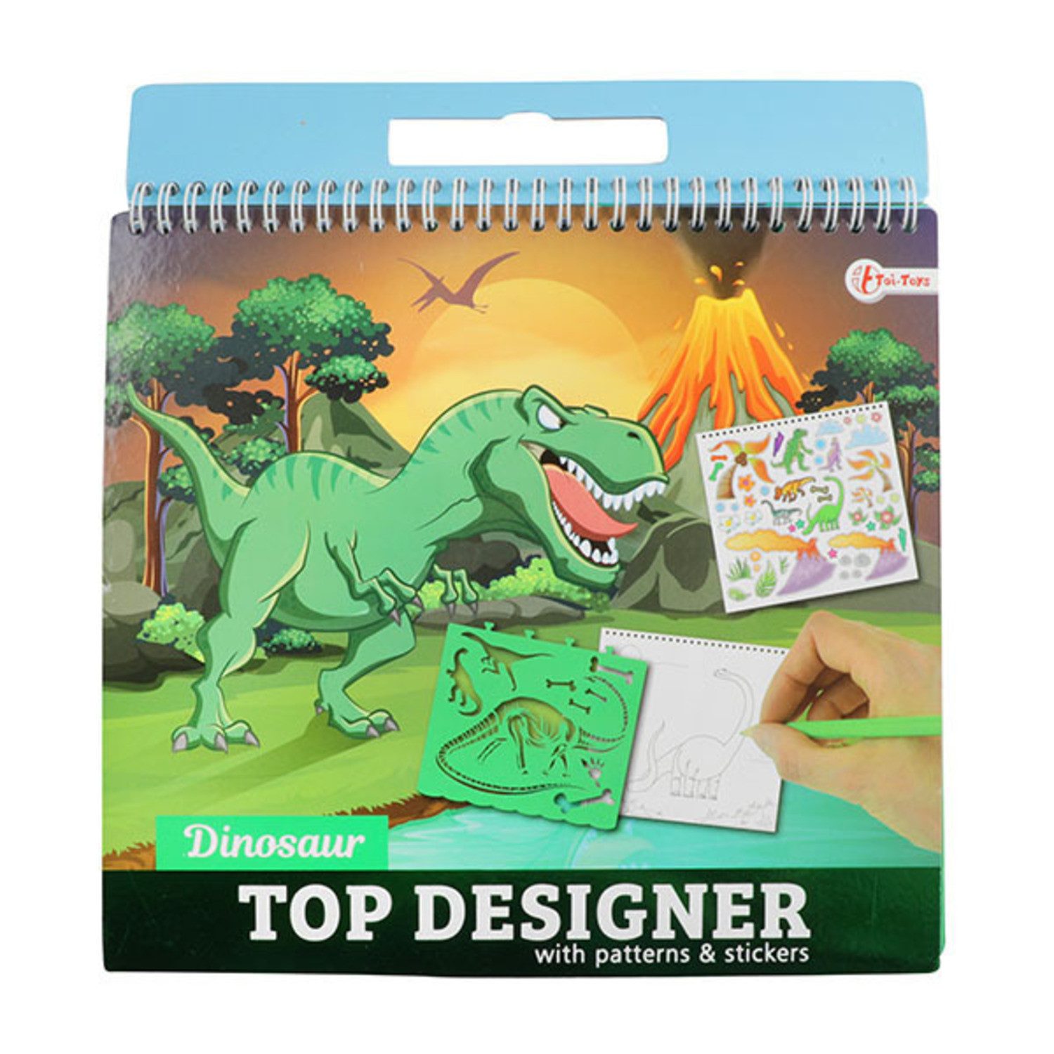 Toi-Toys Skizzenbuch Dinosaurier Skizzenbuch mit Schablonen und Stickern