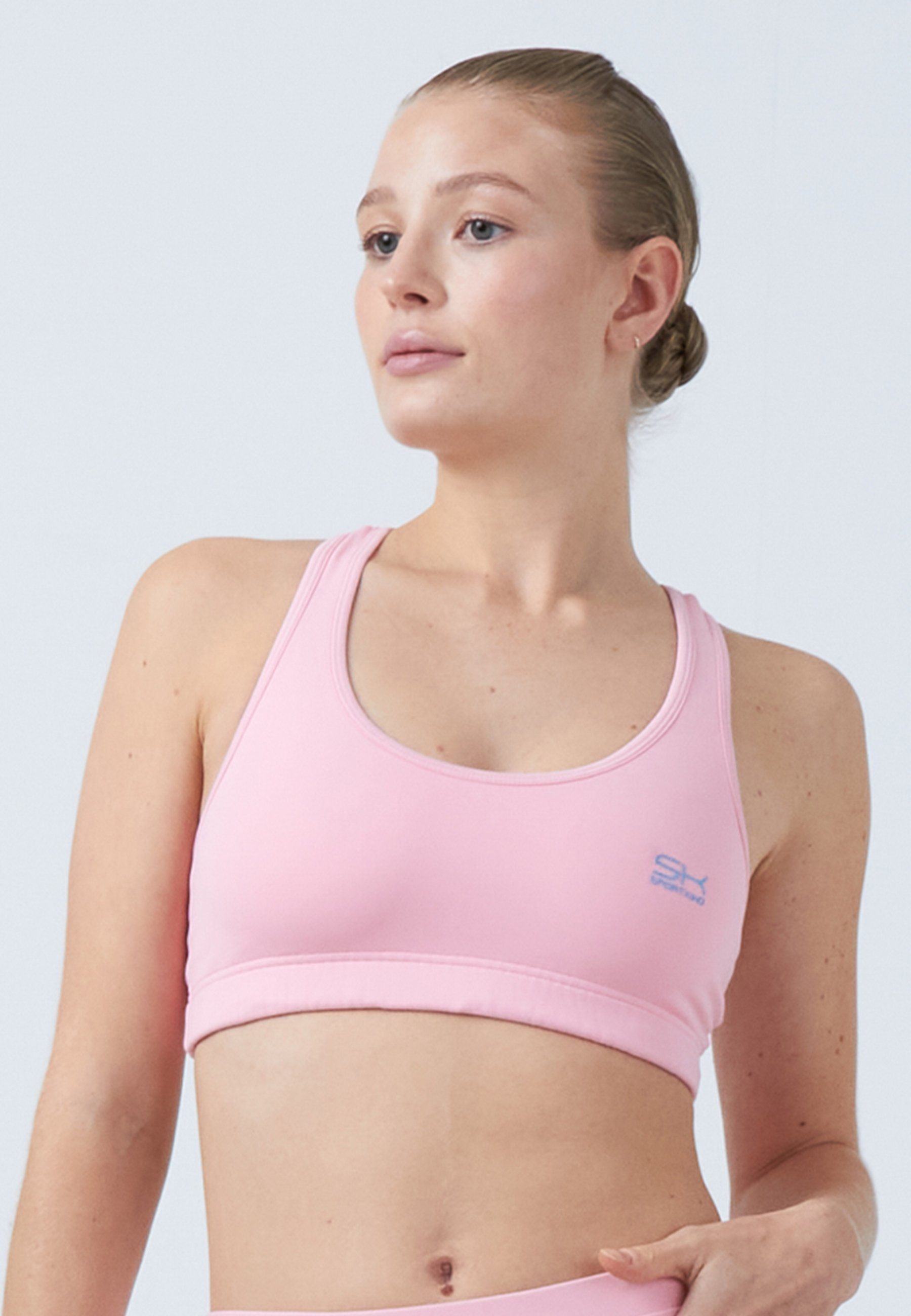 Träger hellrosa Damen Mädchen Tennis breite Sport-BH & SPORTKIND Bustier