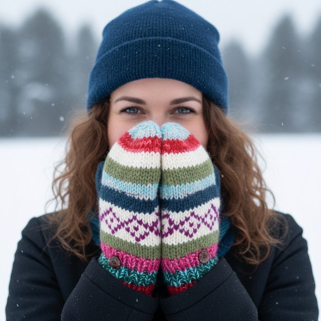 Guru-Shop Strickhandschuhe Handgestrickte Handschuhe, Klapphandschuhe.. günstig online kaufen