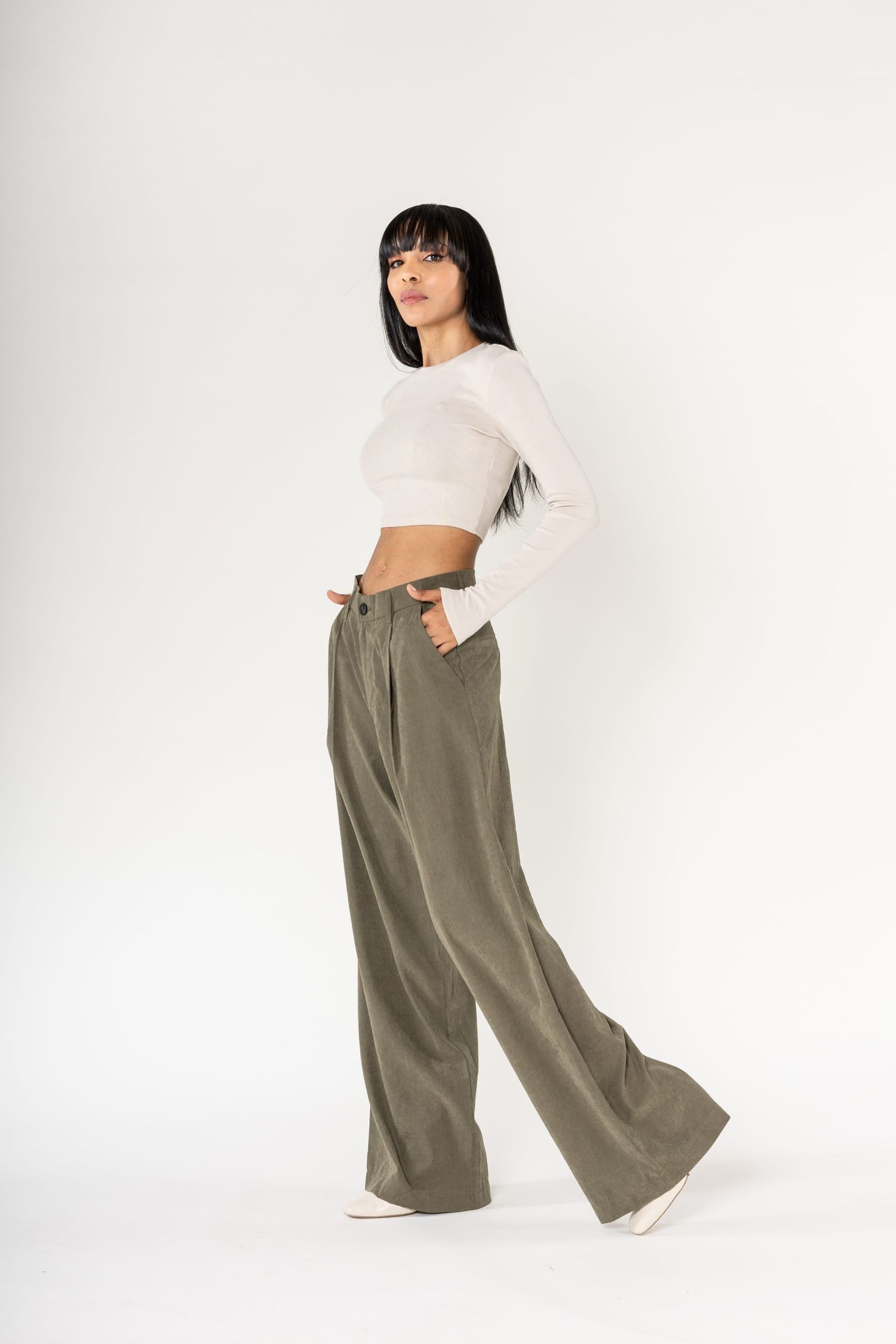 Nina Carter Stoffhose Weites Design Samt günstig online kaufen