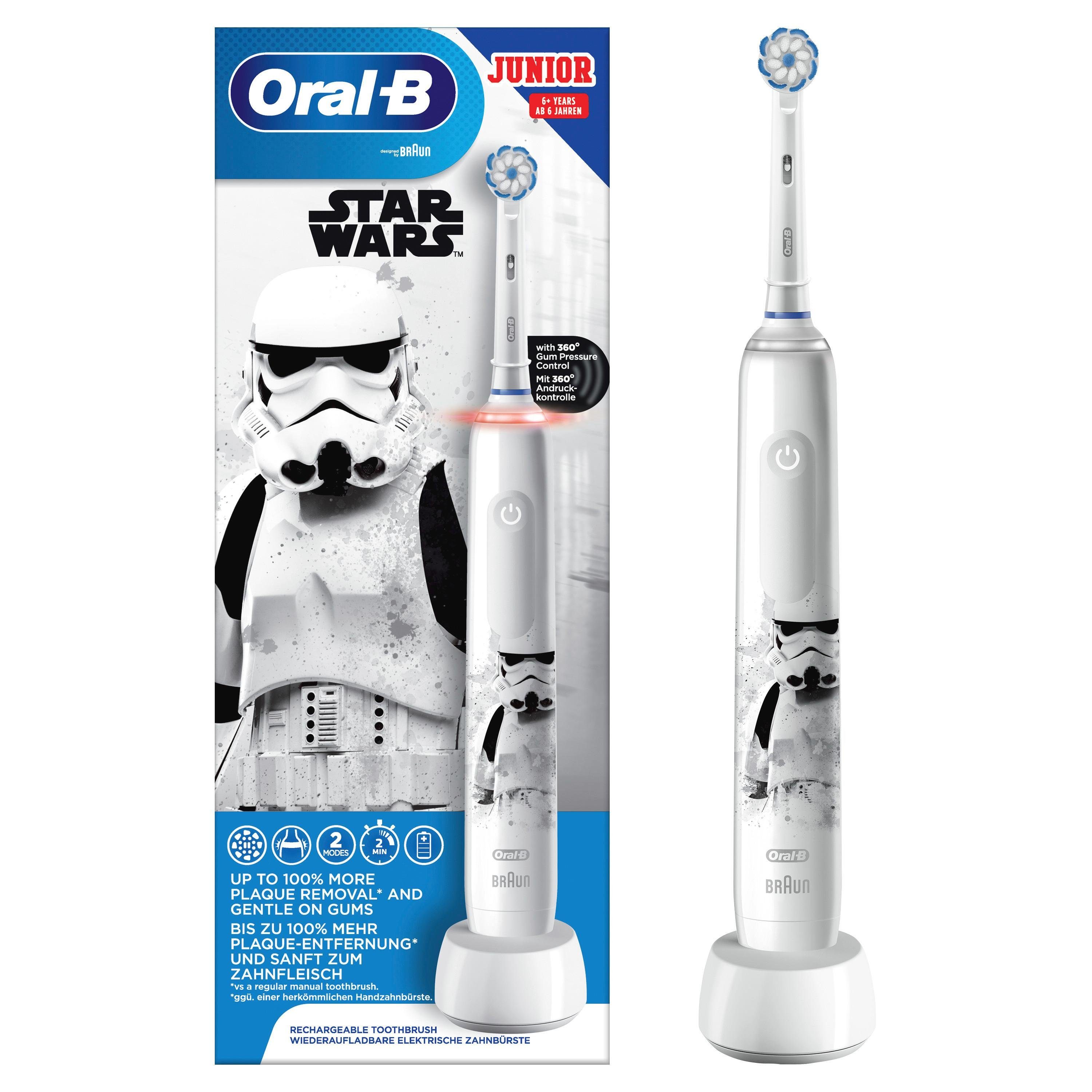 Oral-B Elektrische Zahnbürste Junior Star Wars, Aufsteckbürsten: 1 St., Für  Kinder ab 6 Jahre, Star Wars