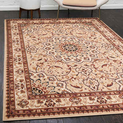 Orientteppich Orientalisch Vintage Teppich Kurzflor Wohnzimmerteppich Beige, Mazovia, 60 x 100 cm, Fußbodenheizung, Allergiker geeignet, Farbecht, Pflegeleicht