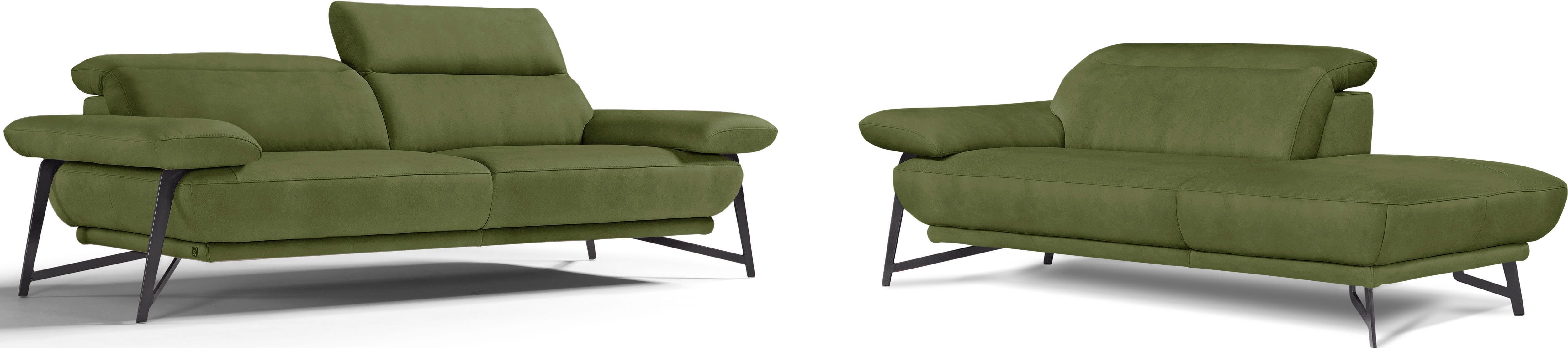 Egoitaliano Sofa Anais, Design mit hohem Sitzkomfort, Fußfarbe schattengrau, Set, Kopfteil verstellbar, Luxus-Microfaser, kiwi