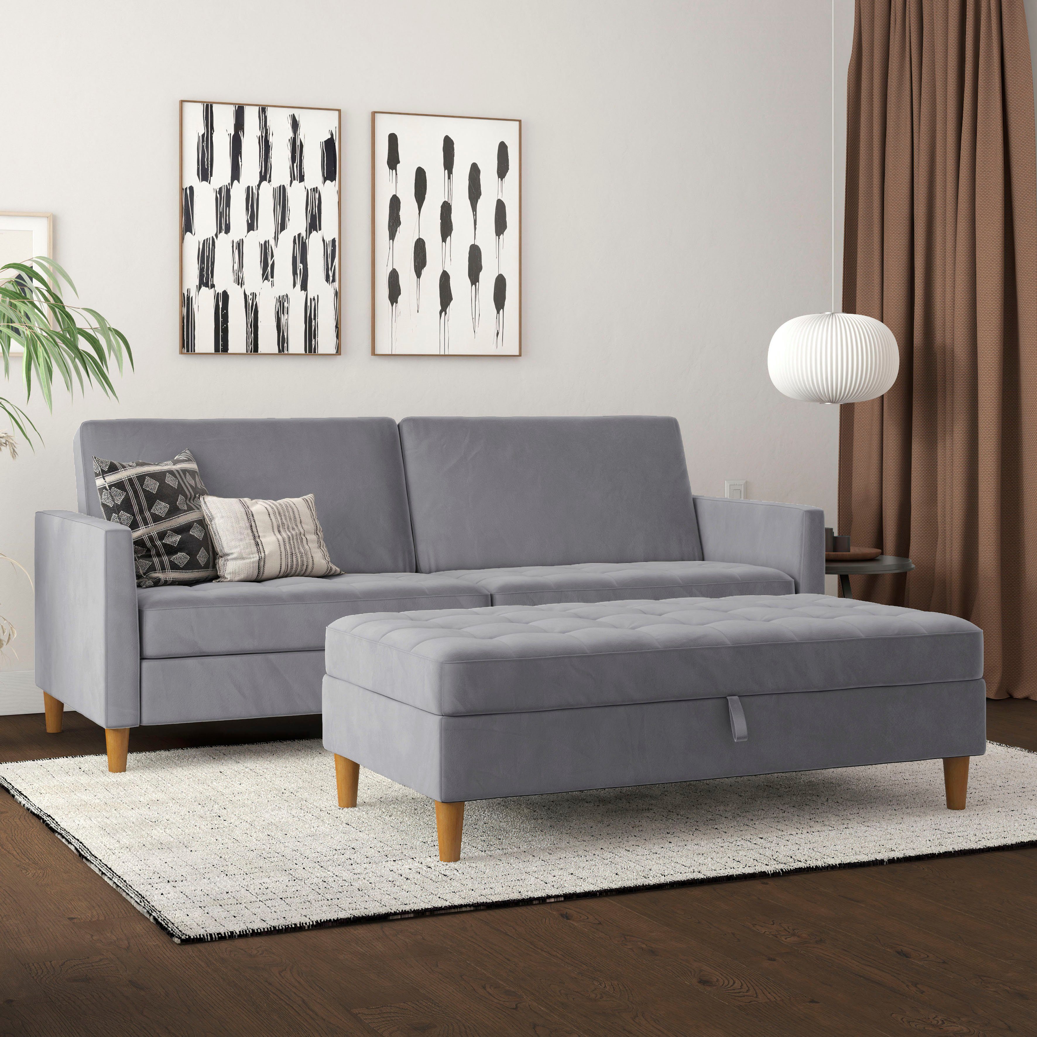 Dorel Home 3-Sitzer Presley, und Bett-Funktion Rückenlehne verstellbarer Sofa mit