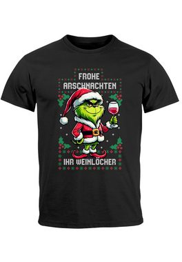 MoonWorks Print-Shirt Herren T-Shirt Anti-Weihnachten Grinch Weihnachtsmuffel Frohe Arschnac mit Print
