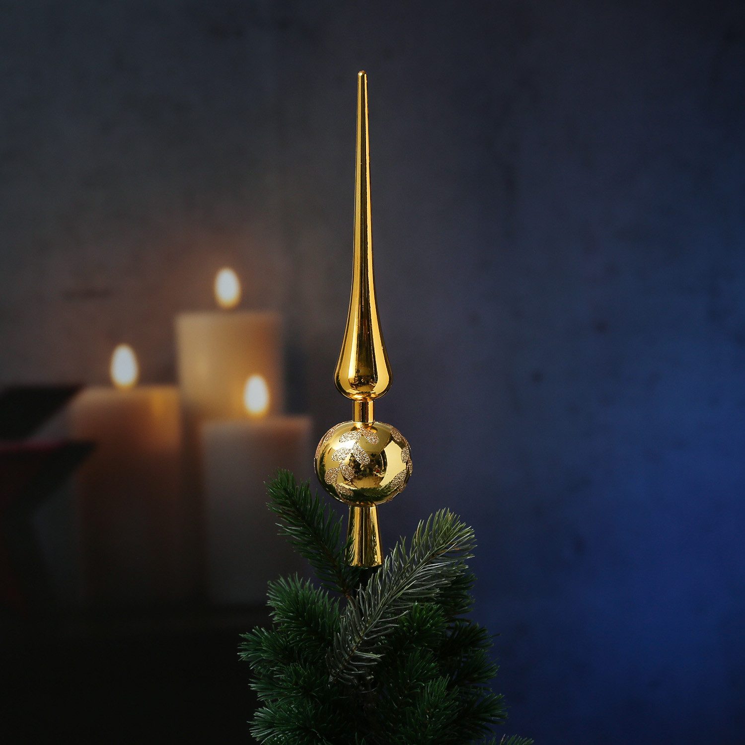 MARELIDA Christbaumspitze Weihnachtsbaumspitze Tannenbaumspitze bruchfest gold glänzend H: 30cm