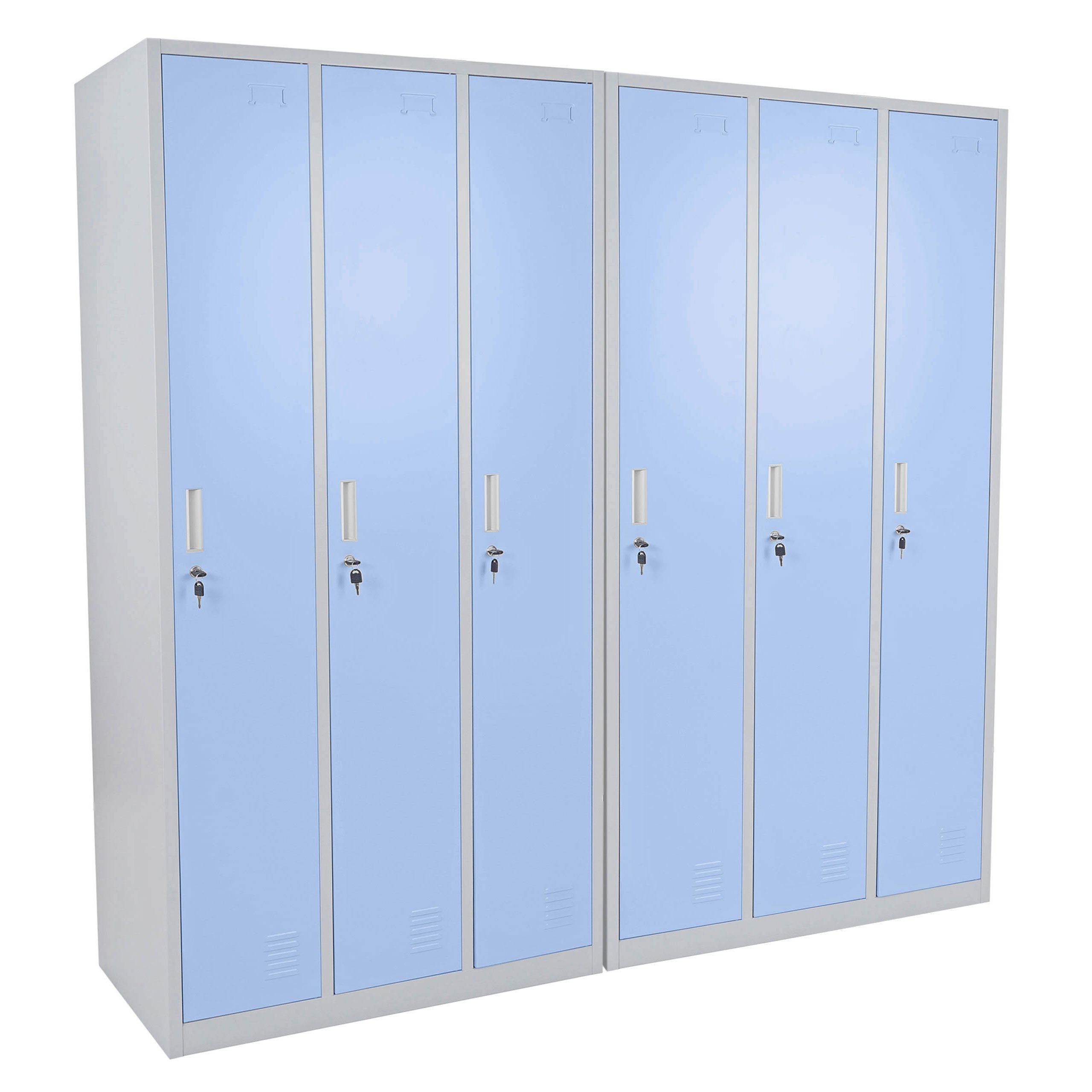PROREGAL® Garderobenschrank Schließfach SATURN 180x180x50cm Metall 3/6 Fächer, Farbe