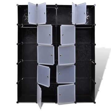 vidaXL Kleiderschrank Kleiderschrank Modularer Schrank mit 14 Fächern schwarz weiß 37x146x1