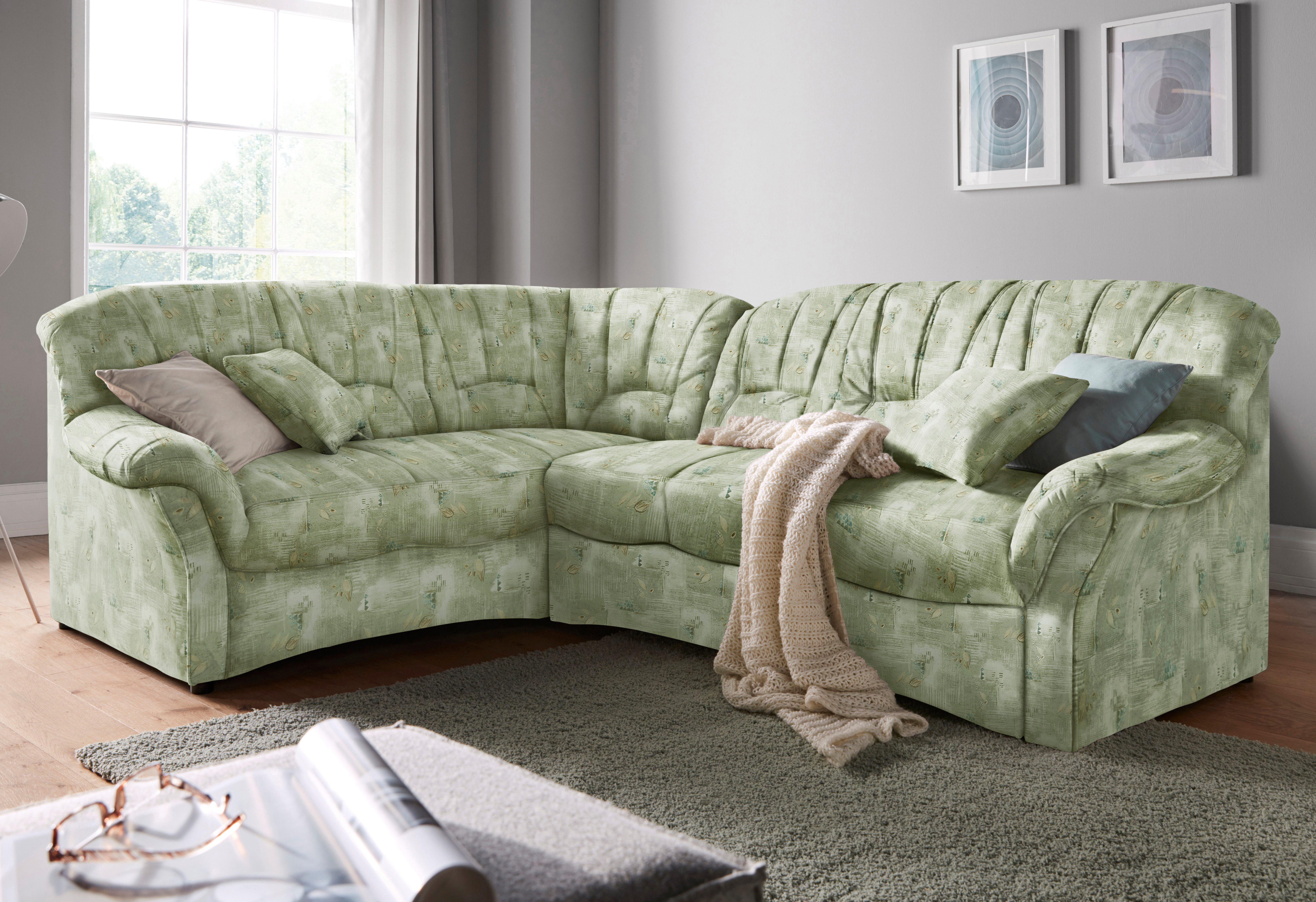 DOMO collection Ecksofa Bahia L-Form, B/T: 256/200 cm, belastbar bis 140kg/Sitz, mit Federkern, Microfaser MELROSE®, mocca