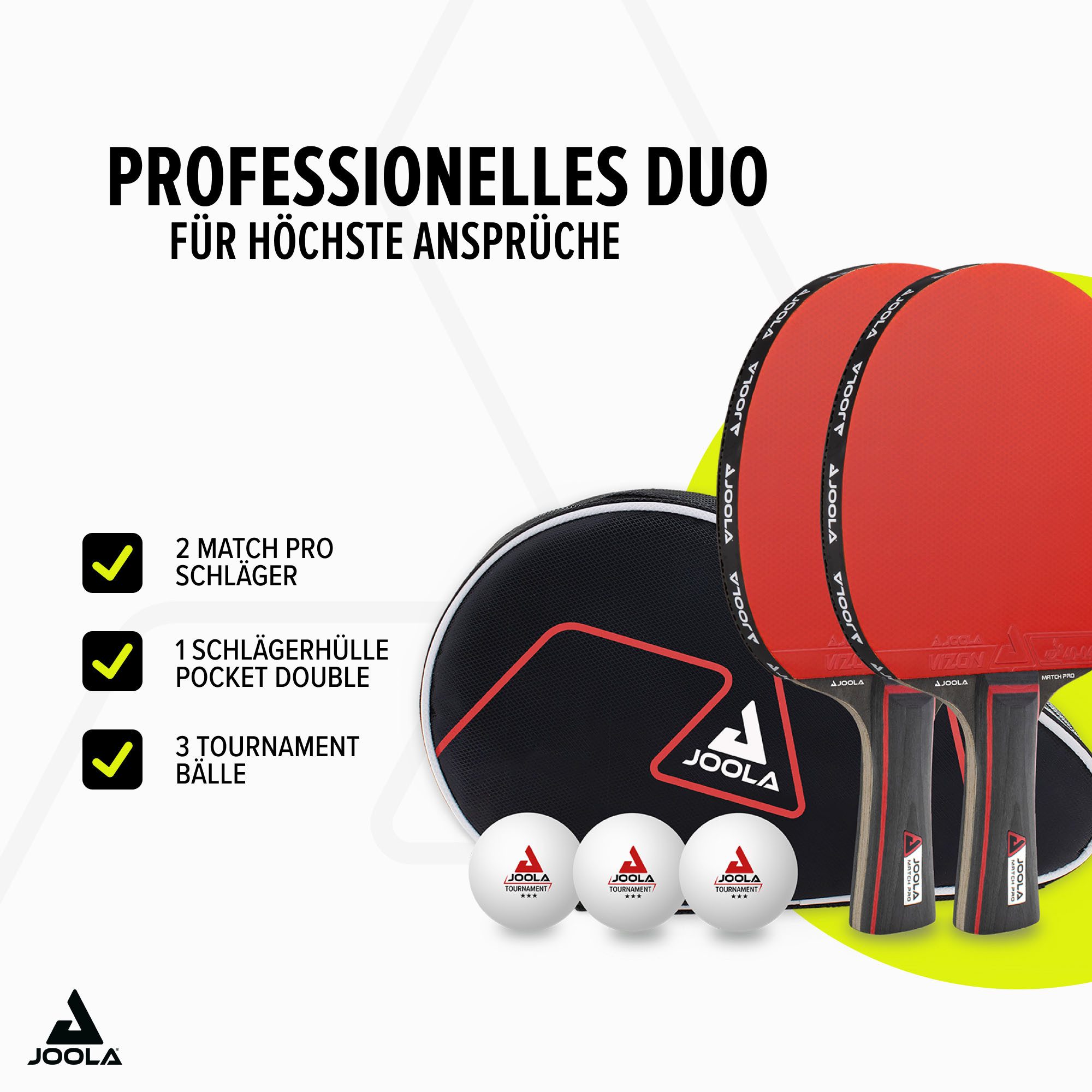 Joola Tischtennisschläger Tischtennis-Set Duo Pro (Set, 6-tlg., mit Bällen, mit Tasche)