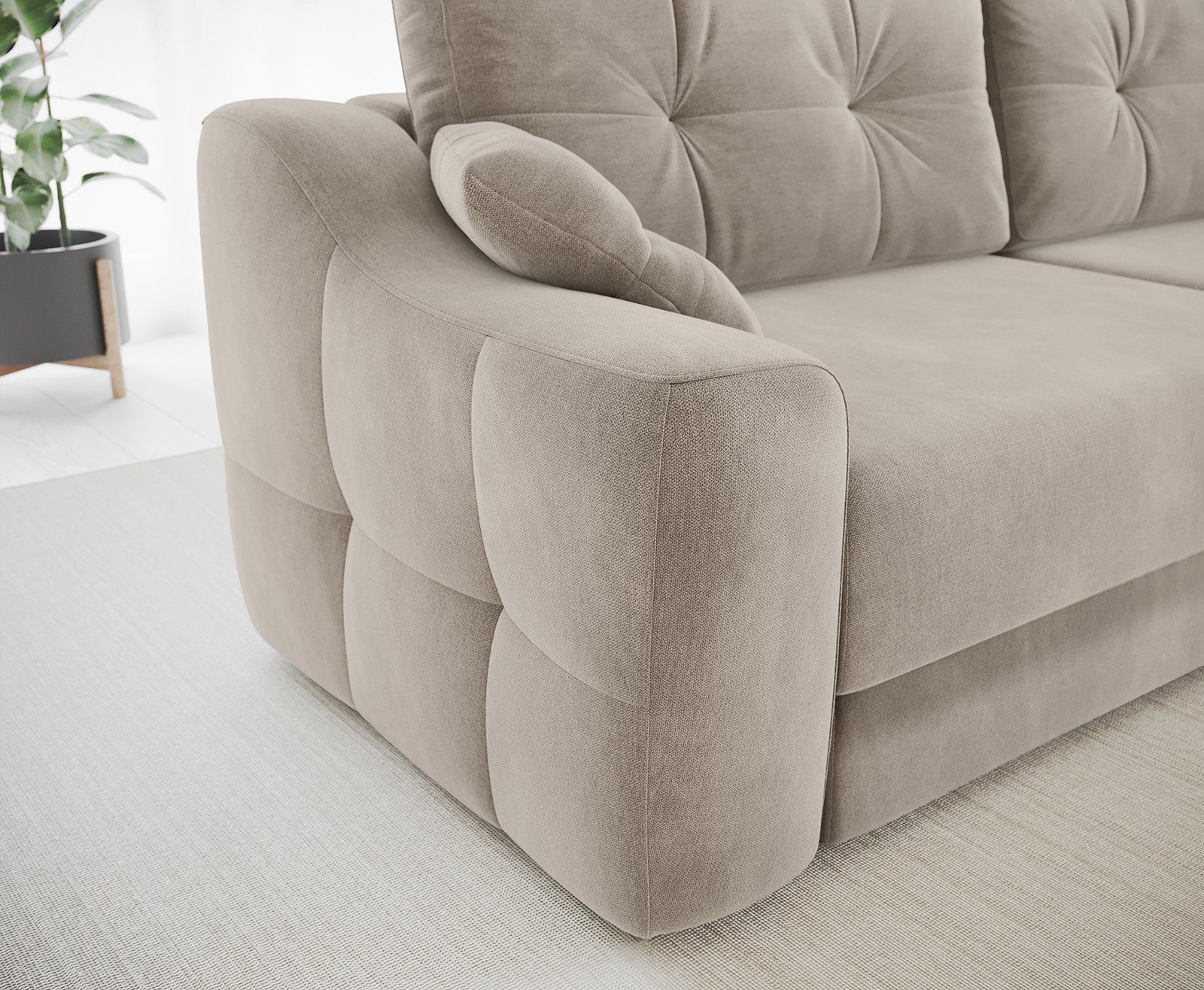 Beige cm 240x100 DELIFE Schlafsofa Schlafsofa Narin, Mikrofaser