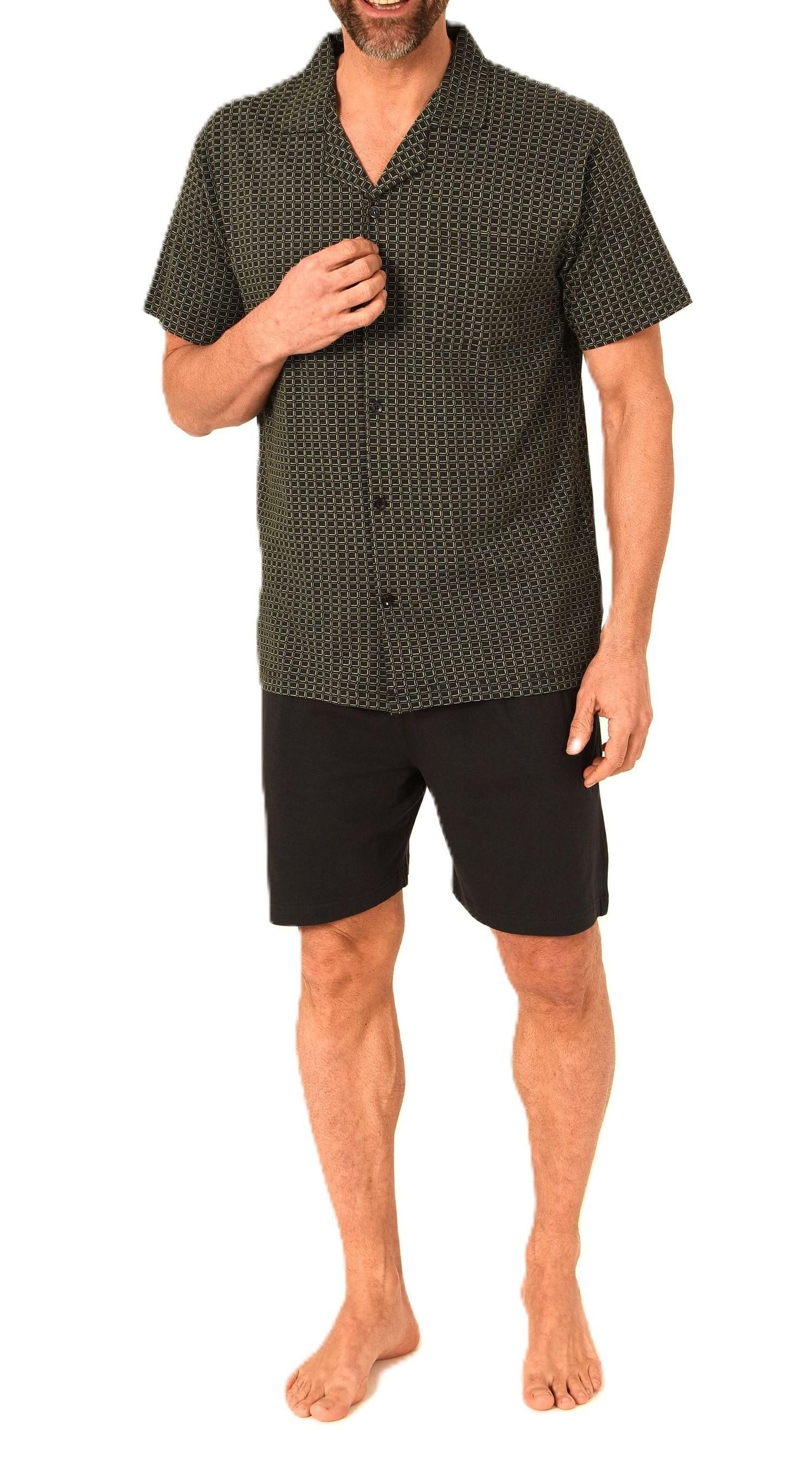 Normann Pyjama Herren kurzarm Schlafanzug Shorty Pyjama zum durchknöpfen günstig online kaufen