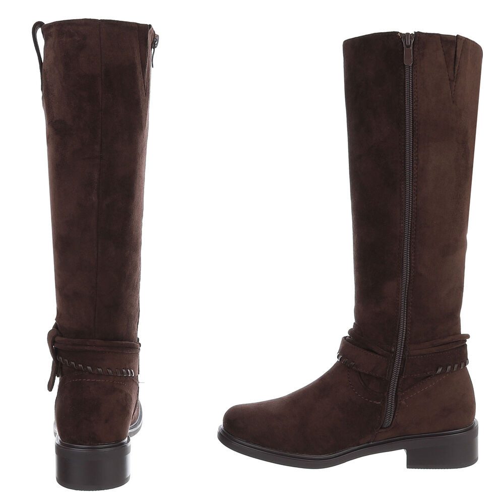 Ital-Design Damen Langschaftstiefel mit Blockabsatz und Zierdetails Stiefel (92355142) Blockabsatz Flache Stiefel in Braun – Bild 5 von 5