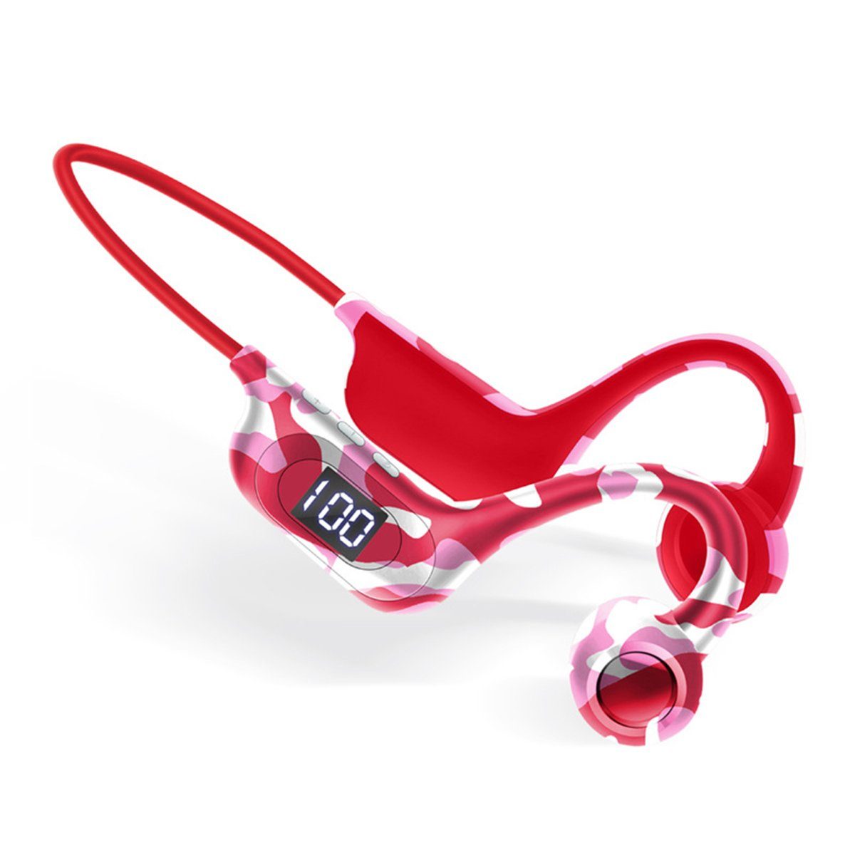 Diida Knochenleitungs-Headset, Drahtloses Bluetooth-Headset, Sport-Headset Bluetooth-Kopfhörer (5.3, mit Mikrofon, TF-Karte einlegen, digitale Anzeige, On-Ear-Headset)