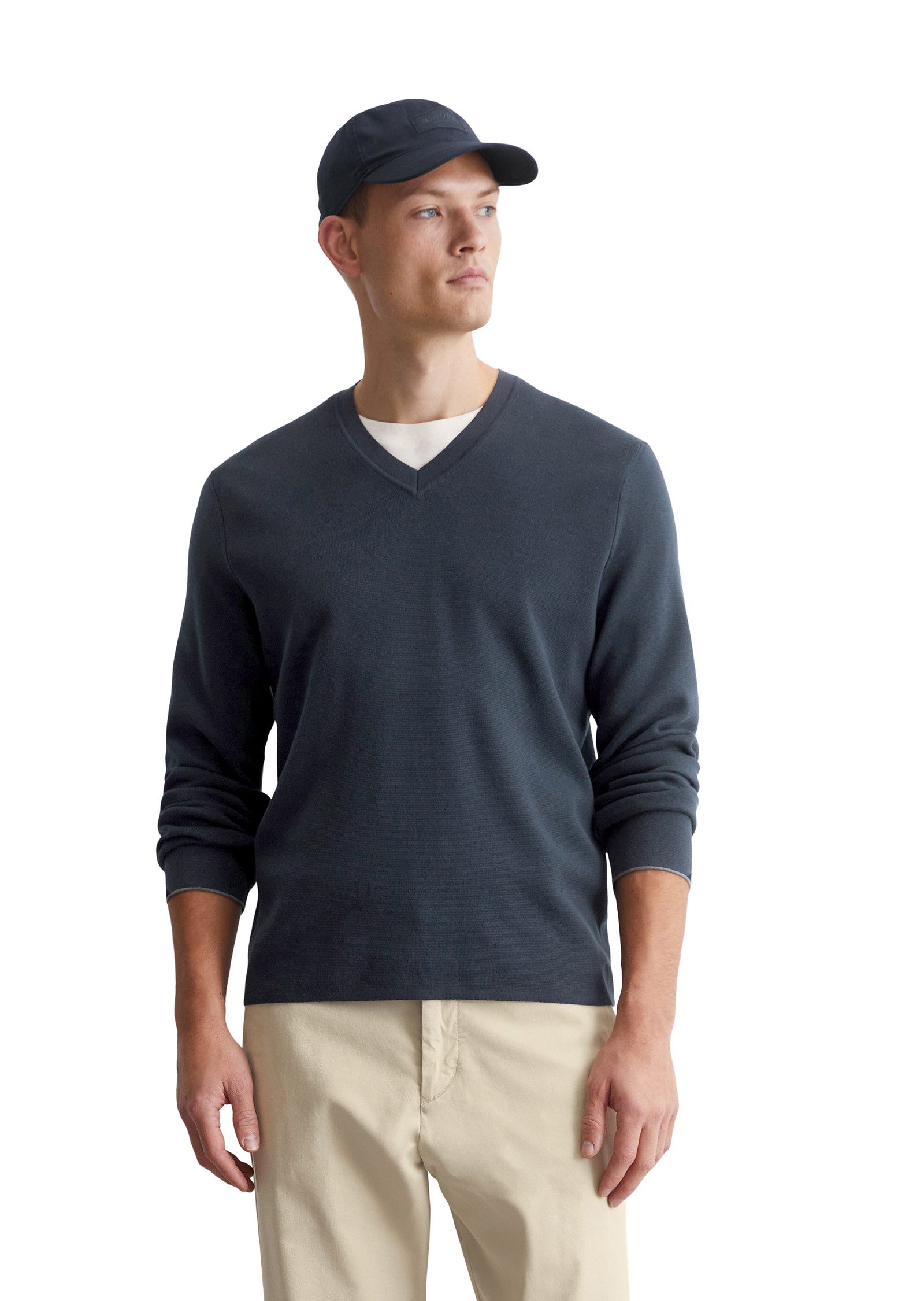 Marc O'Polo Rundhalspullover Zweifarbiger Bi-Colour-Strick günstig online kaufen