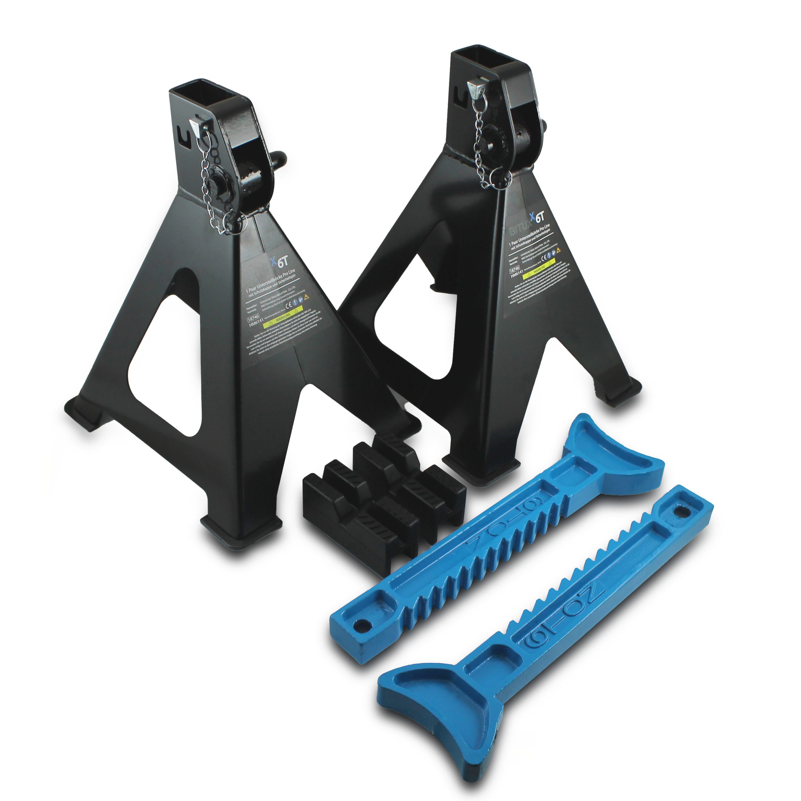 Bituxx Unterstellbock Pro Line 1 Paar 6000 kg mit Schutzkappe & Sicherheitspin, 6000 kg max. Belastbarkeit, (2er Set, 2-St., MS-18746), Tragkraft 6000kg – Bild 5 von 5