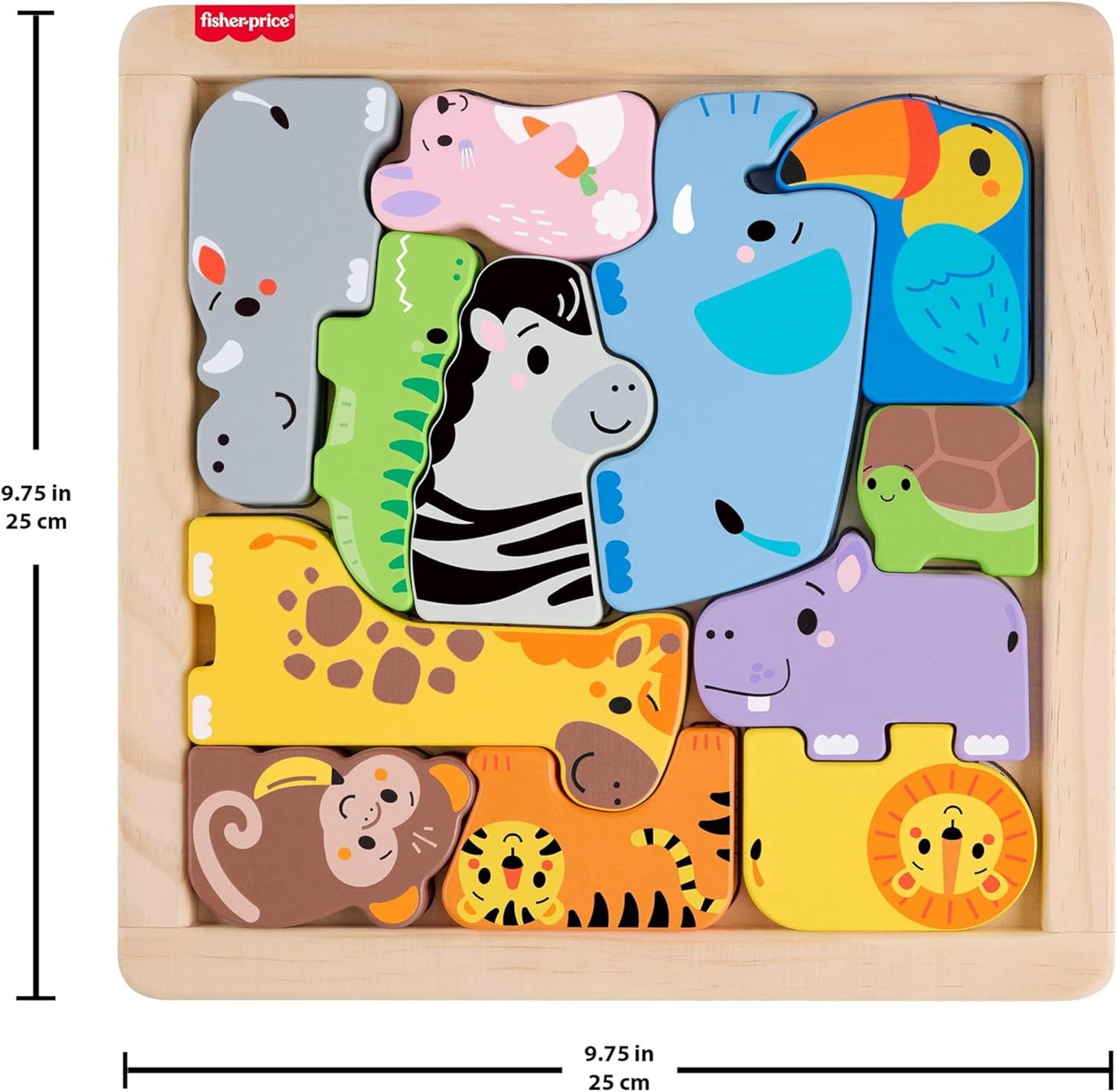 Fisher-Price® Lernspielzeug Fisher-Price 2-in-1-Tierwelt Holz Sortieren von Formen Puzzle 2+ JFG10