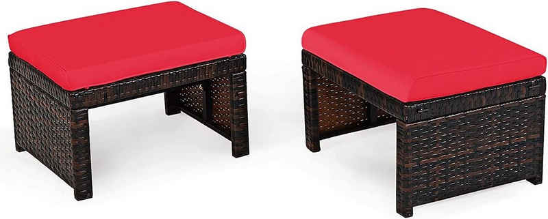 KOMFOTTEU Sitzhocker Rattan Ottomane (Set, 2er), mit Sitzkissen