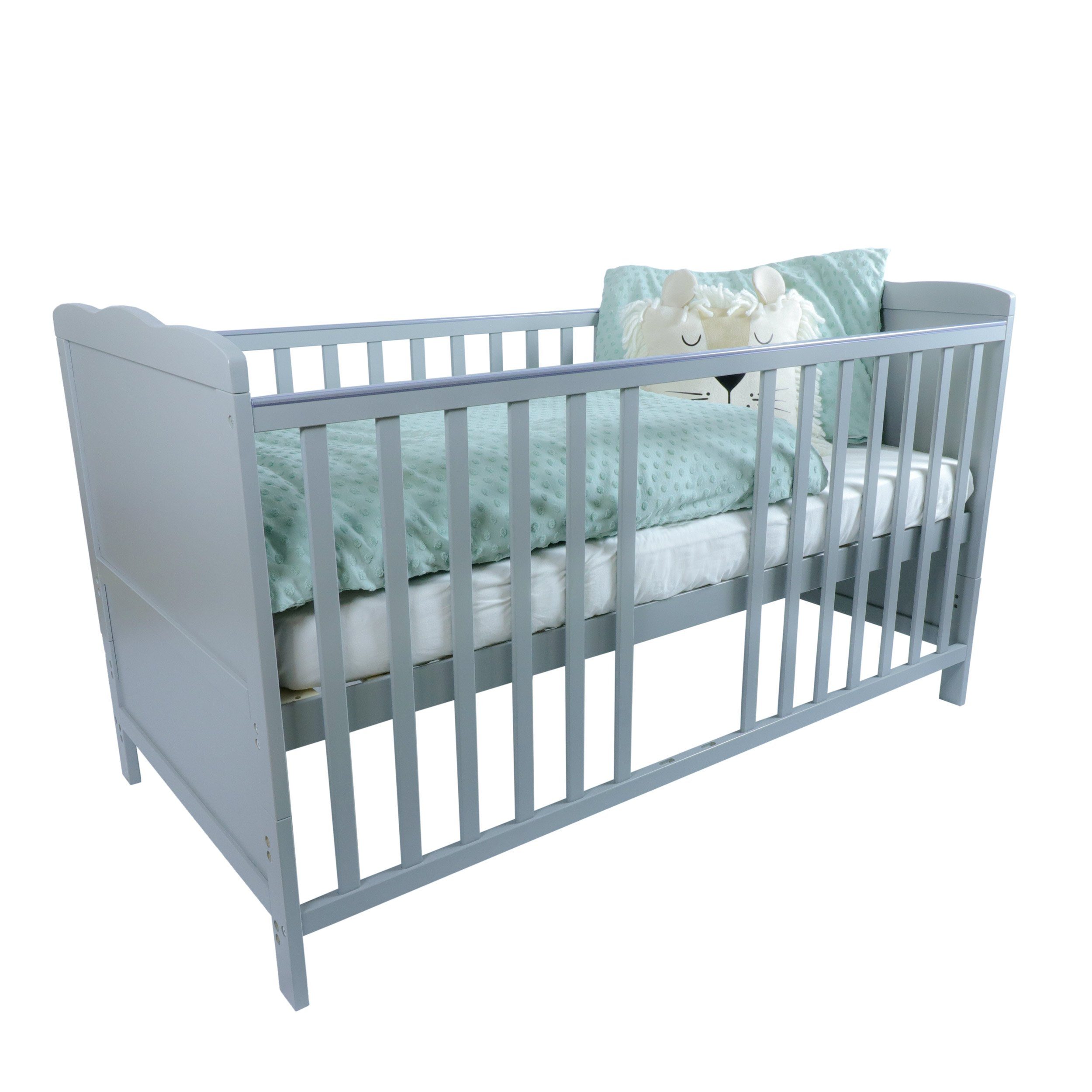 Babybett Mika (140x70cm) in Grau, umbaubar zum Juniorbett