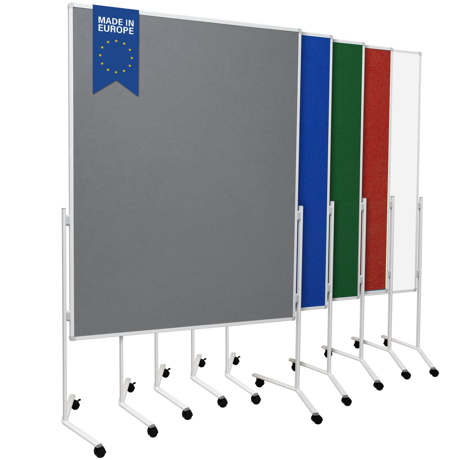 Viscom Standtafel UP - einteilige Moderationstafel - beidseitig nutzbar, Metaplanwand mit Filz- oder Whiteboard-Oberfläche - mobil dank Rollen
