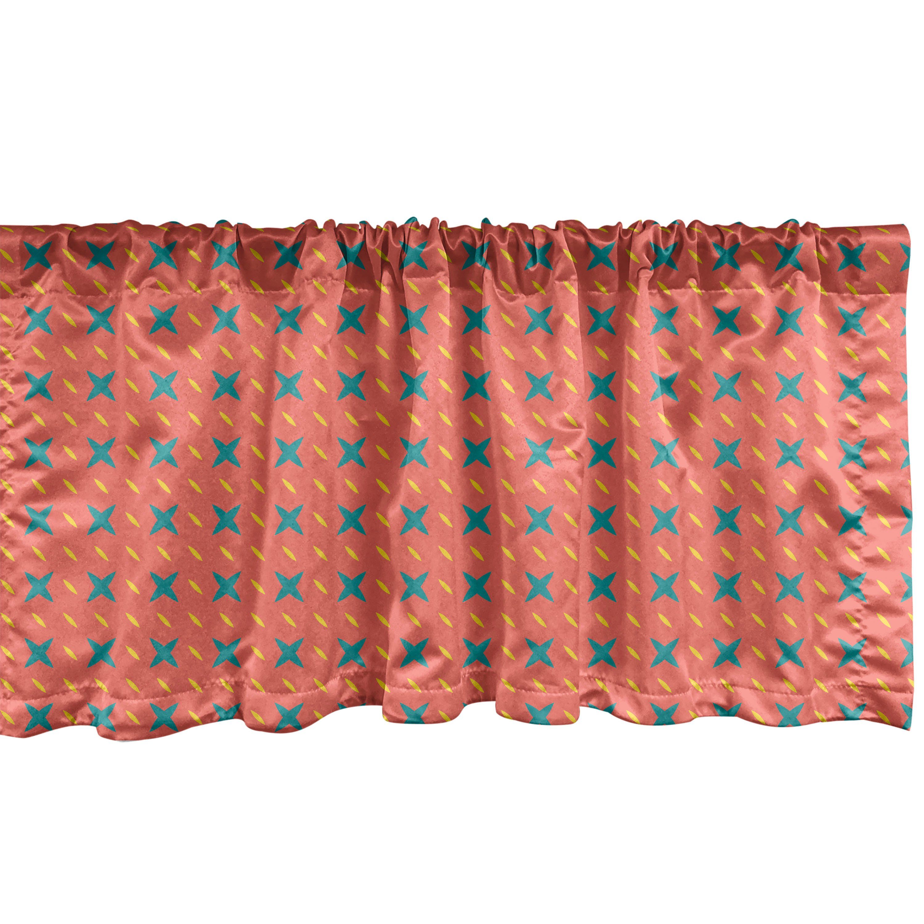Scheibengardine Vorhang Volant für Küche Schlafzimmer Dekor mit Stangentasche, Abakuhaus, Microfaser, Modern Symmetrische Stern Formen Kunst