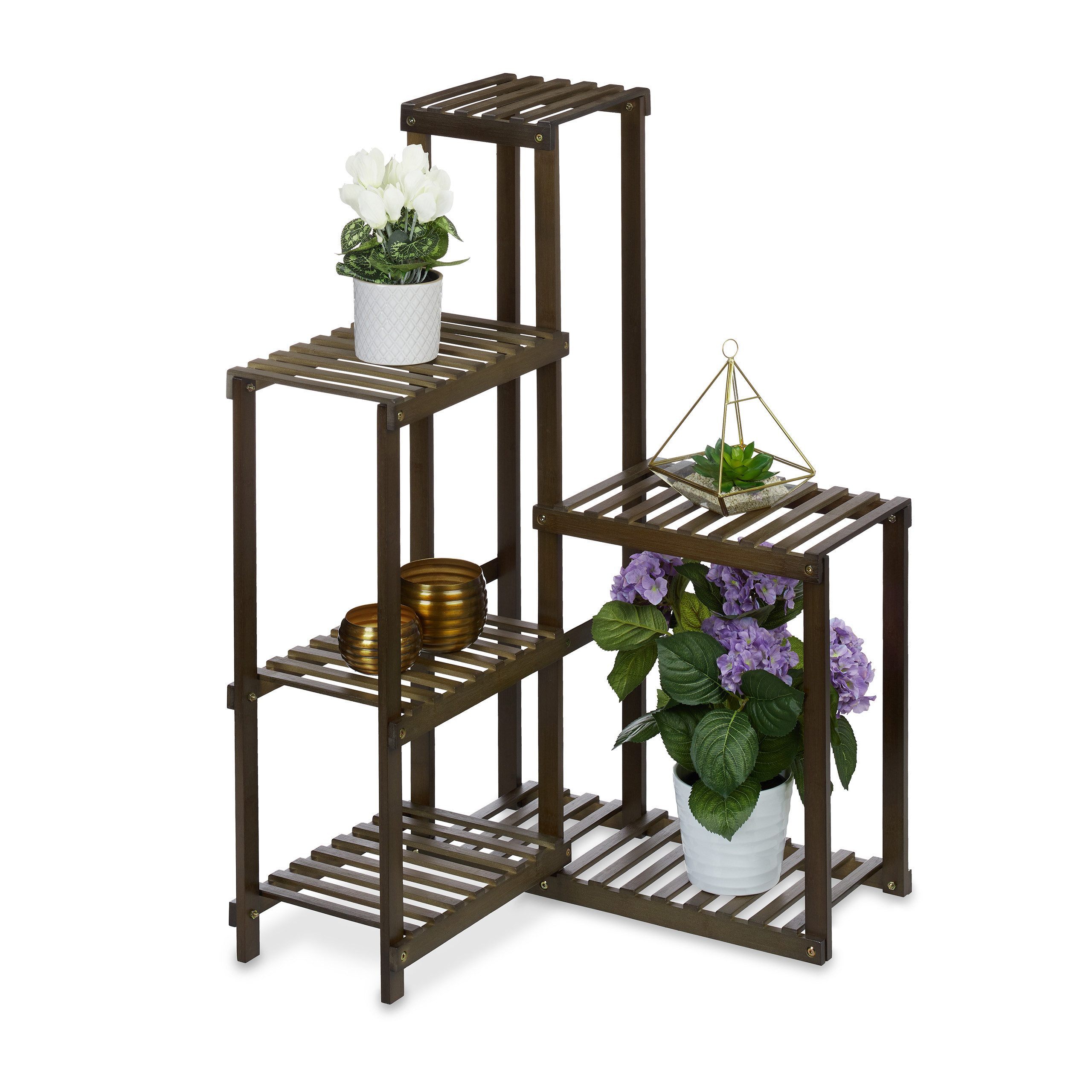 relaxdays Blumenständer Eck Pflanzenregal Bambus günstig online kaufen