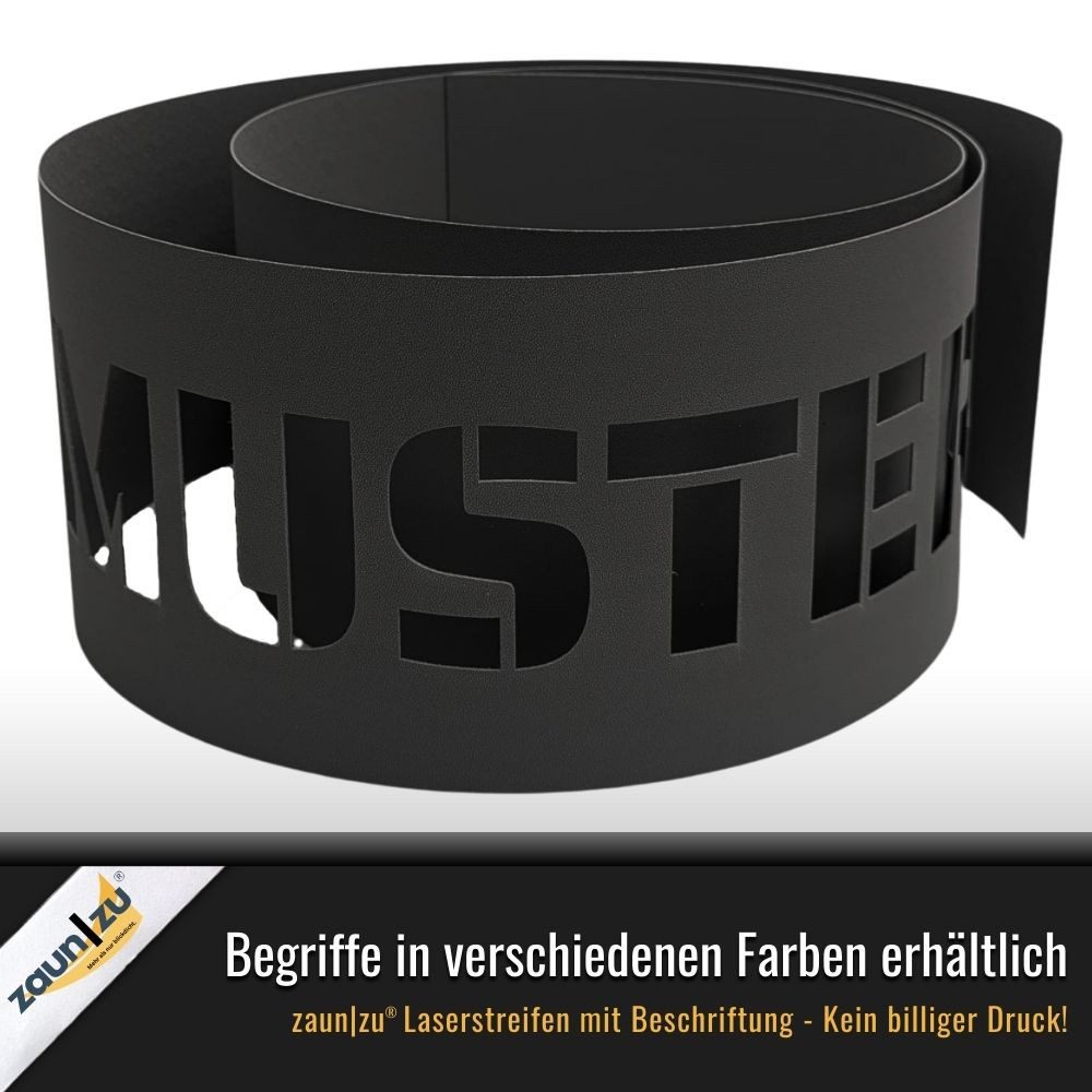 zaunzu Sichtschutzstreifen Laser Beschriftung "SOMMERSCHLUSSVERKAUF" Tiefschwarz, (1x Einzelstreifen, für Doppelstabmattenzaun), Made in Germany