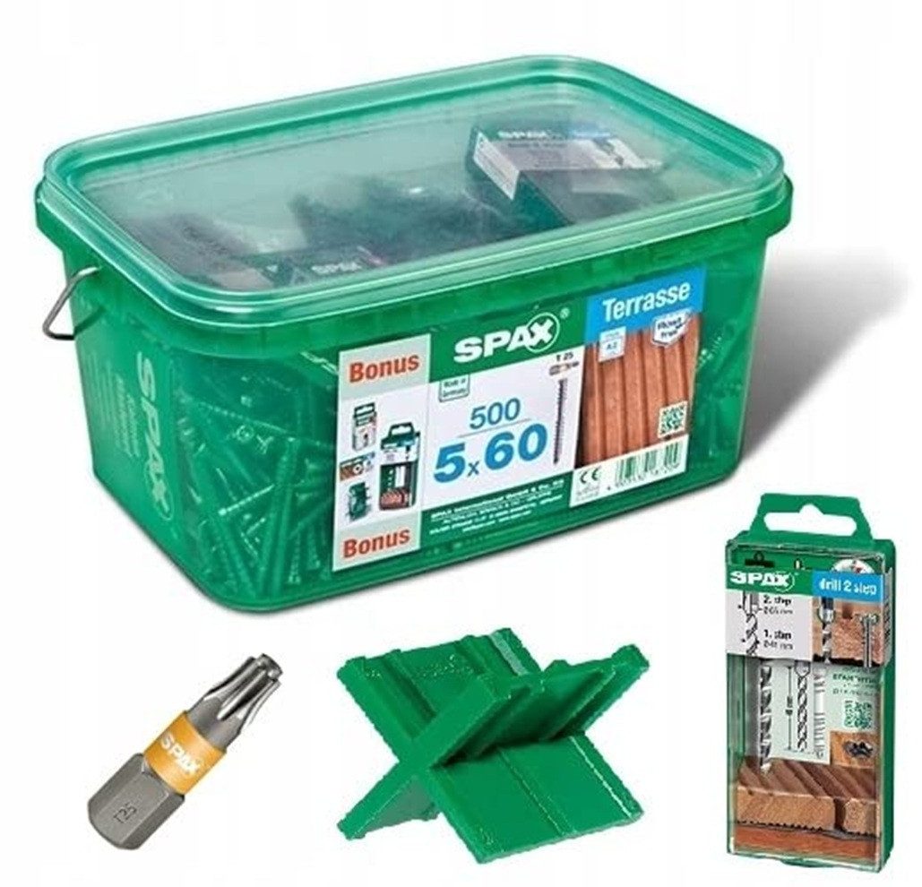 SPAX Schraube Terrassenschraube Bonus Set, (500 St)