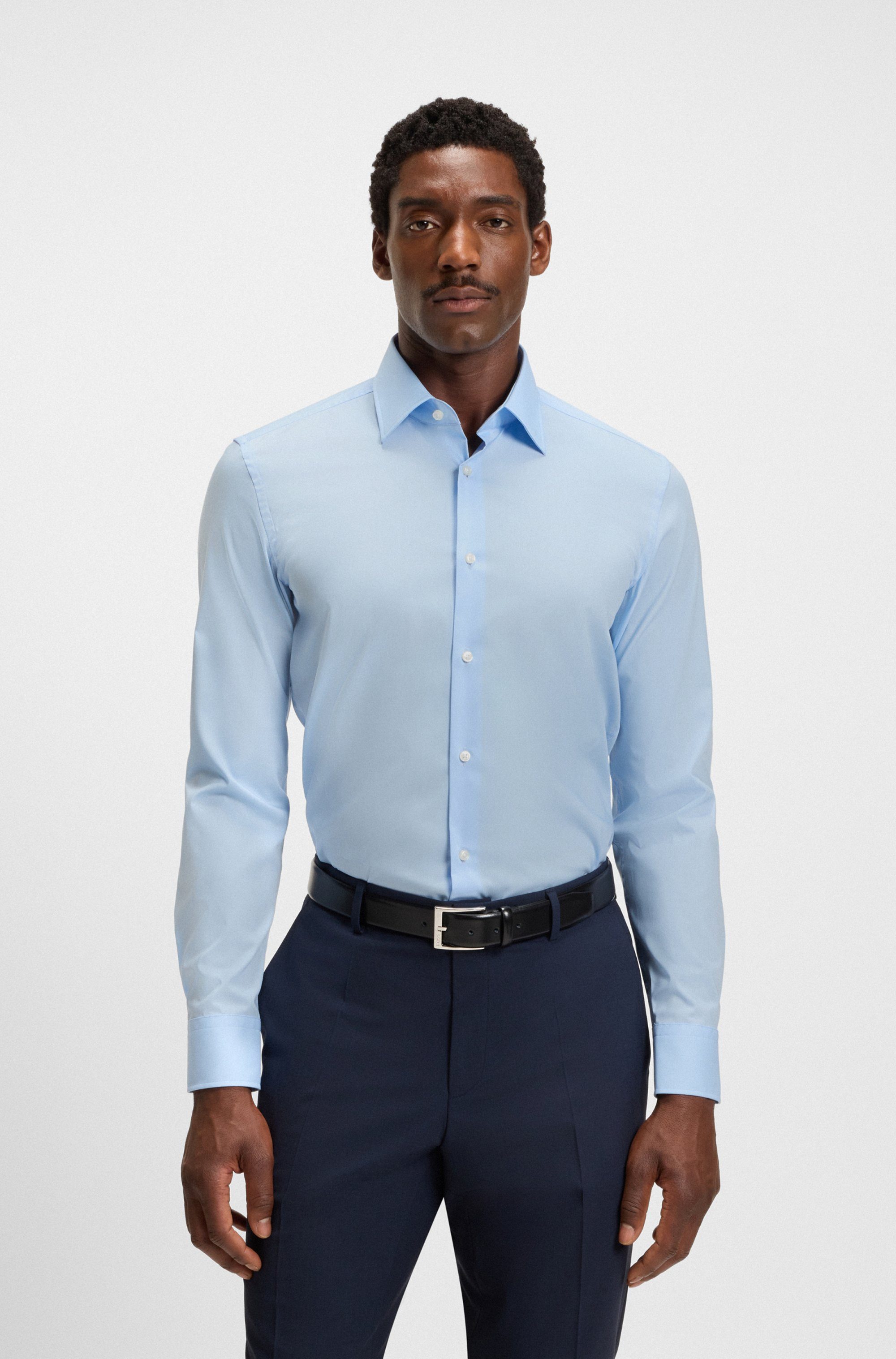 BOSS Businesshemd Hank Kentkragen, Slim-Fit, bügelleichte Qualität