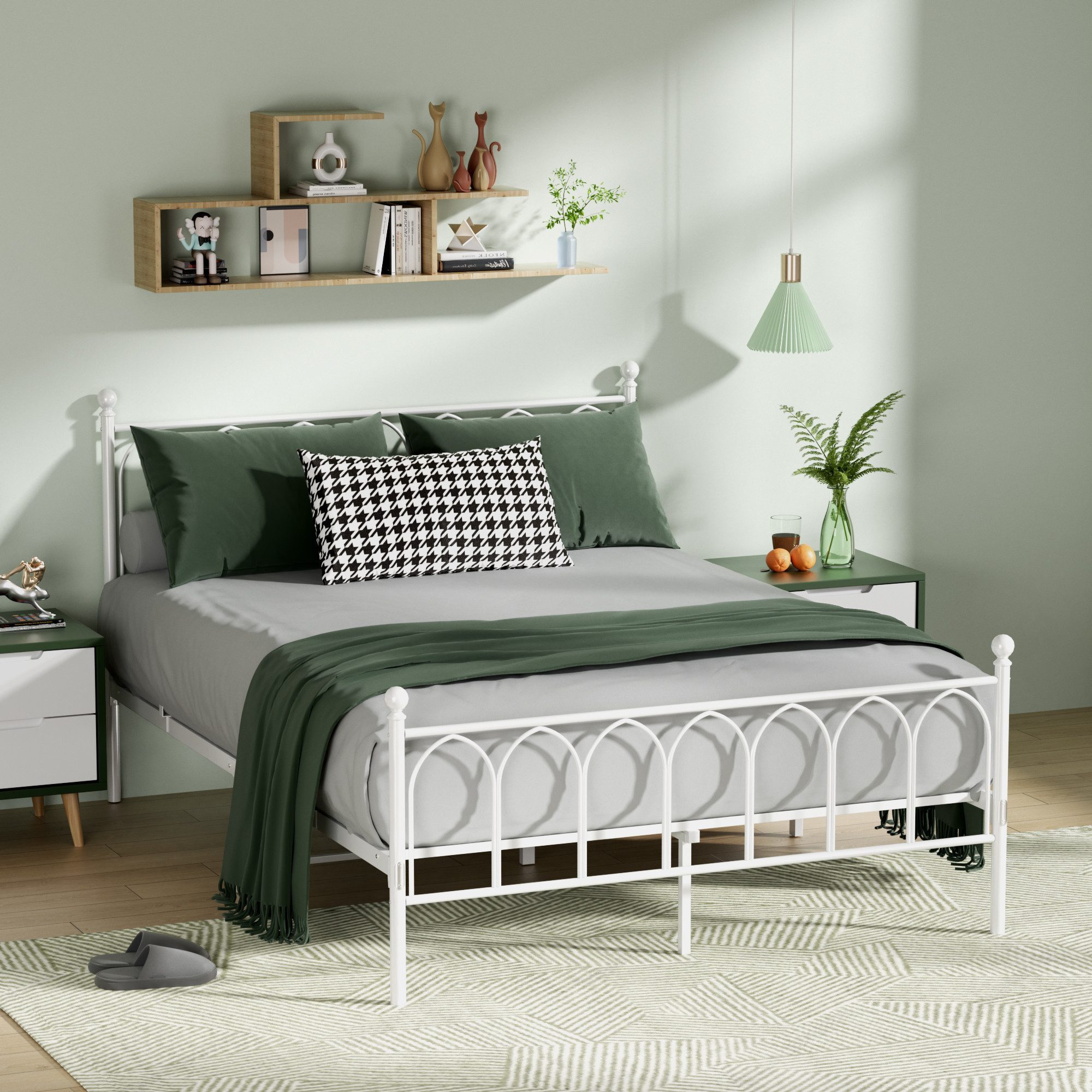 HAUSS SPOLE Metallbett Modern Metallbett Bettgestelle Einzelbett Gästebett Bettrahmen (Metallbettgestell mit Metallrahmenstruktur & Mehrpunkt-Stützsystem mit Mittelbeinen), 140×200 Jugendbett ohne Matratze