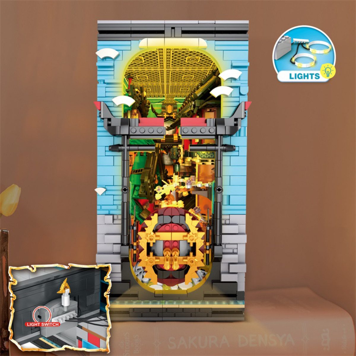 Reobrix 66029 Spielbausteine, (Klemmbausteinset, 3086 St., Klemmbaustein Ninja Buchmodell mit Beleuchtung), Ninja Buch mit Beleuchtung und dekorativer Klappfunktion