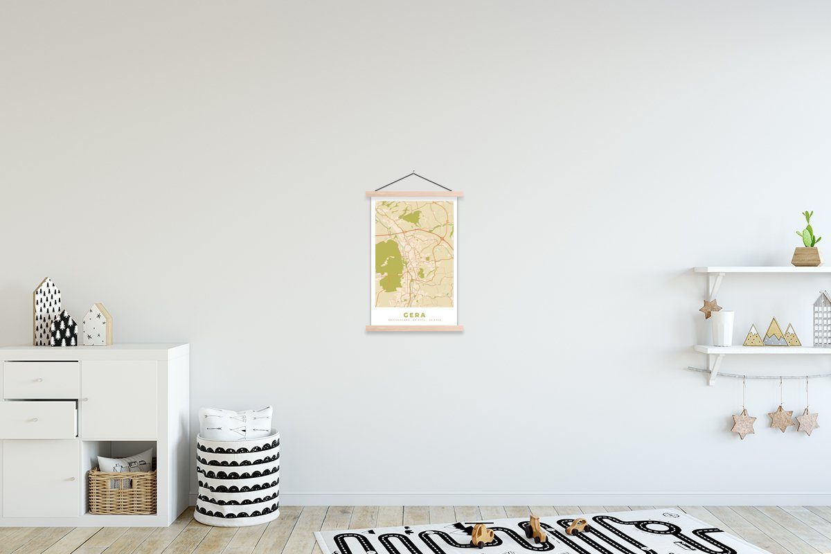 MuchoWow Poster Karte - Jahrgang - Gera - Stadtplan, (1 St), Posterleiste, Textilposter für Wohnzimmer, Bilderleiste, Magnetisch