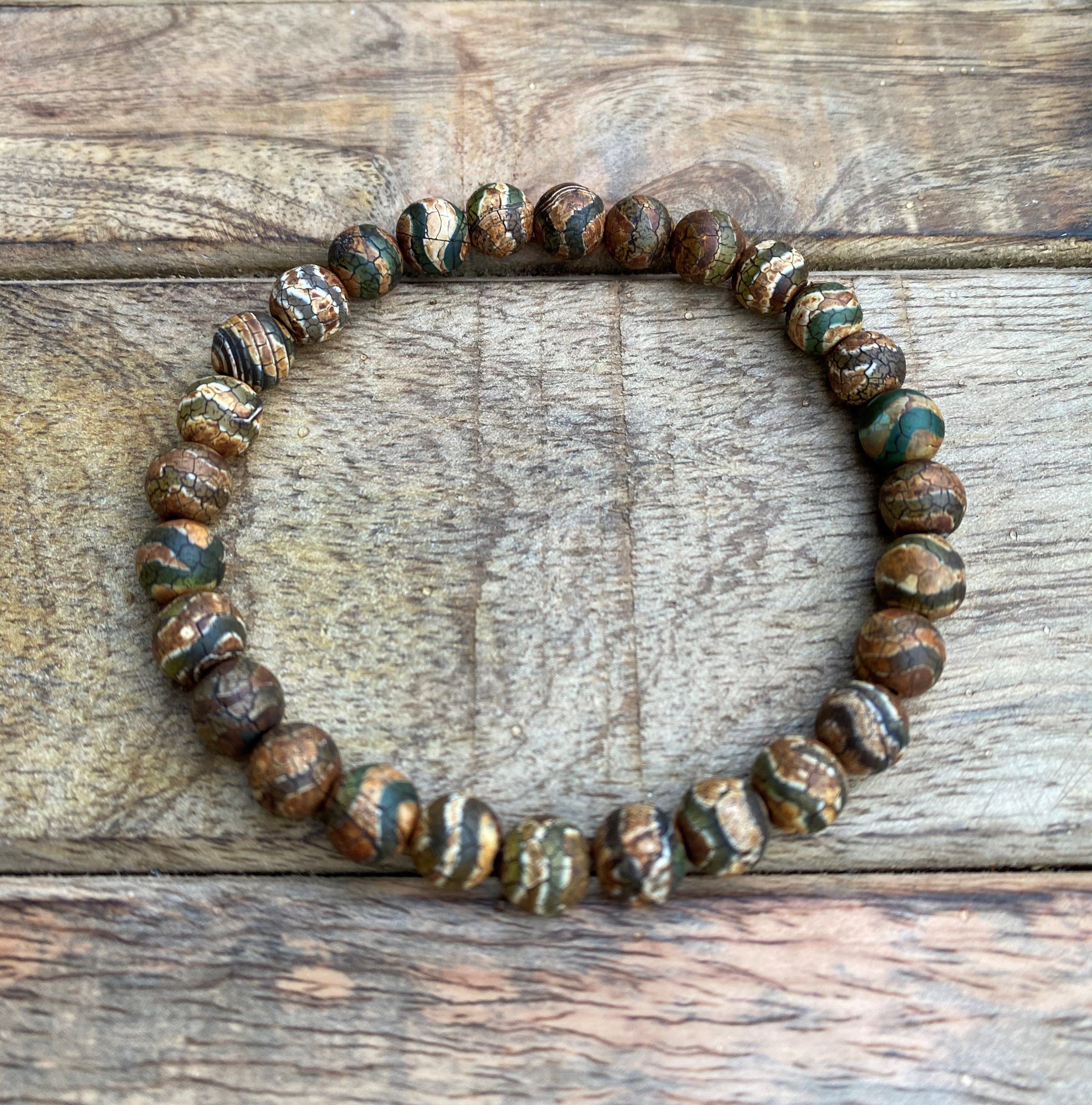 NAHLE Perlenarmband Naturstein Tibet Achat Armband (1-tlg), elastisches Ban günstig online kaufen