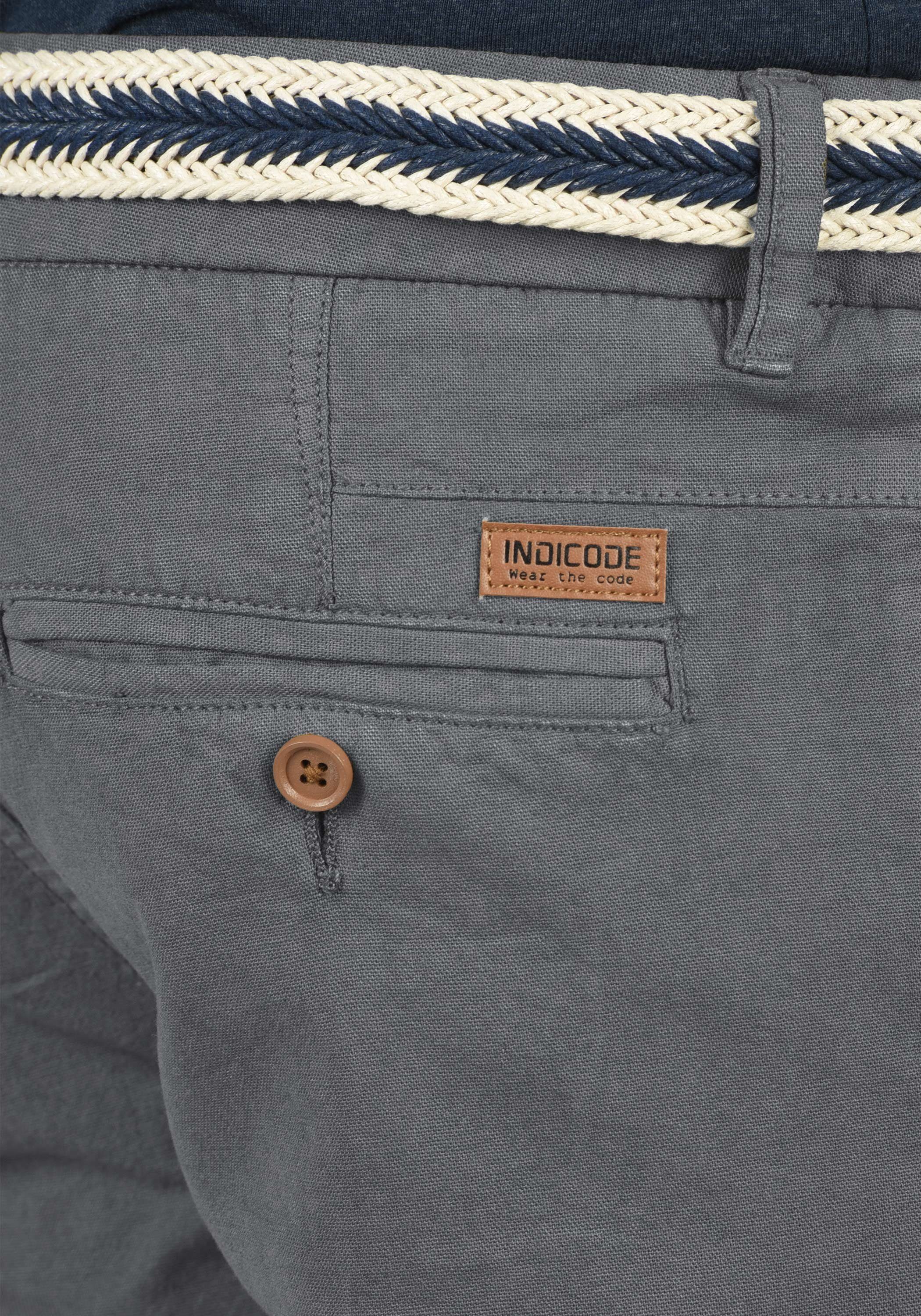 IDMews Gürtel - Shorts Indicode Chinoshorts - mit Grey Hose 70193MM (905) kurze