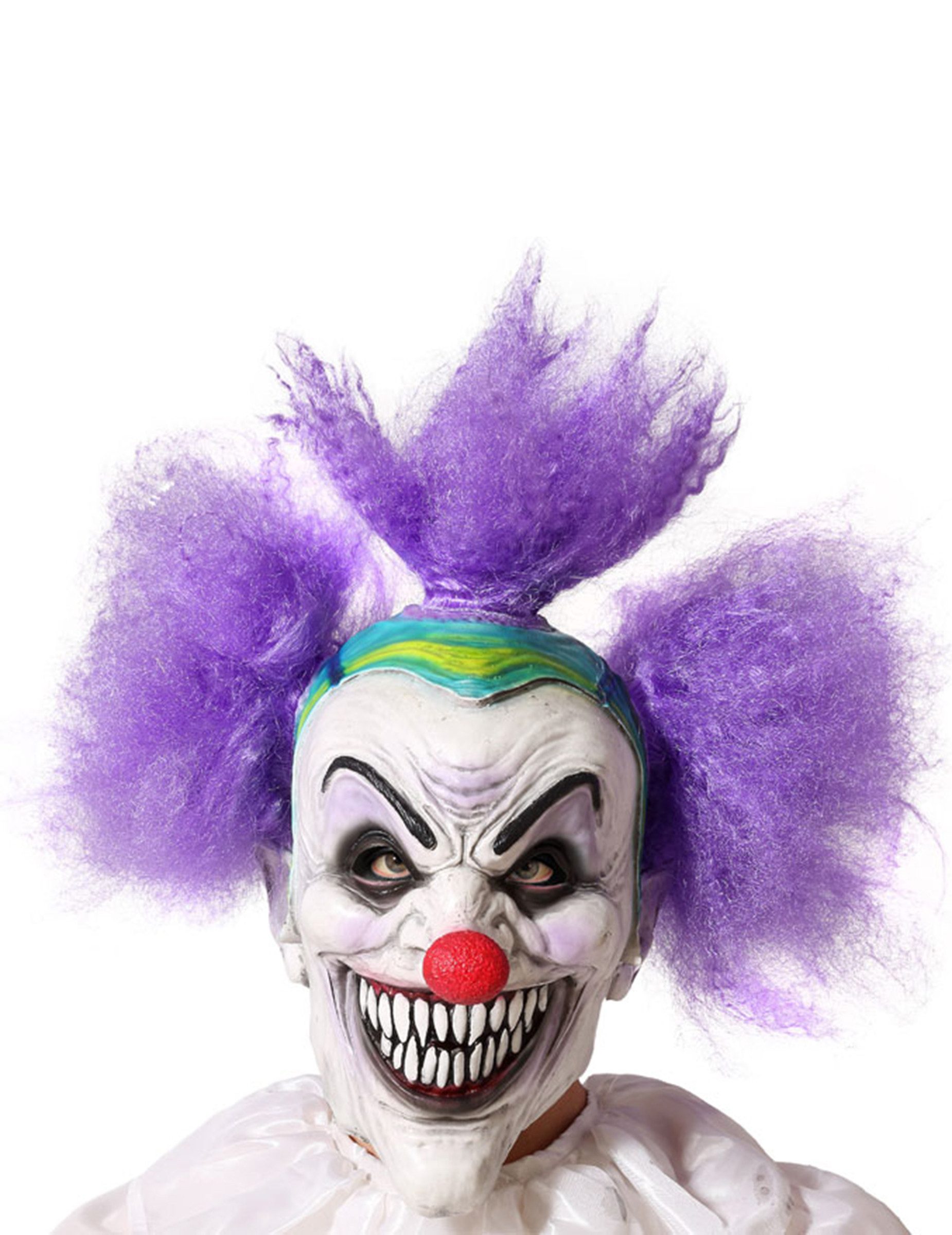 atosa Kostüm Horrorclown-Maske mit spitzen Zähnen für Erwachsene Halloween-Maske
